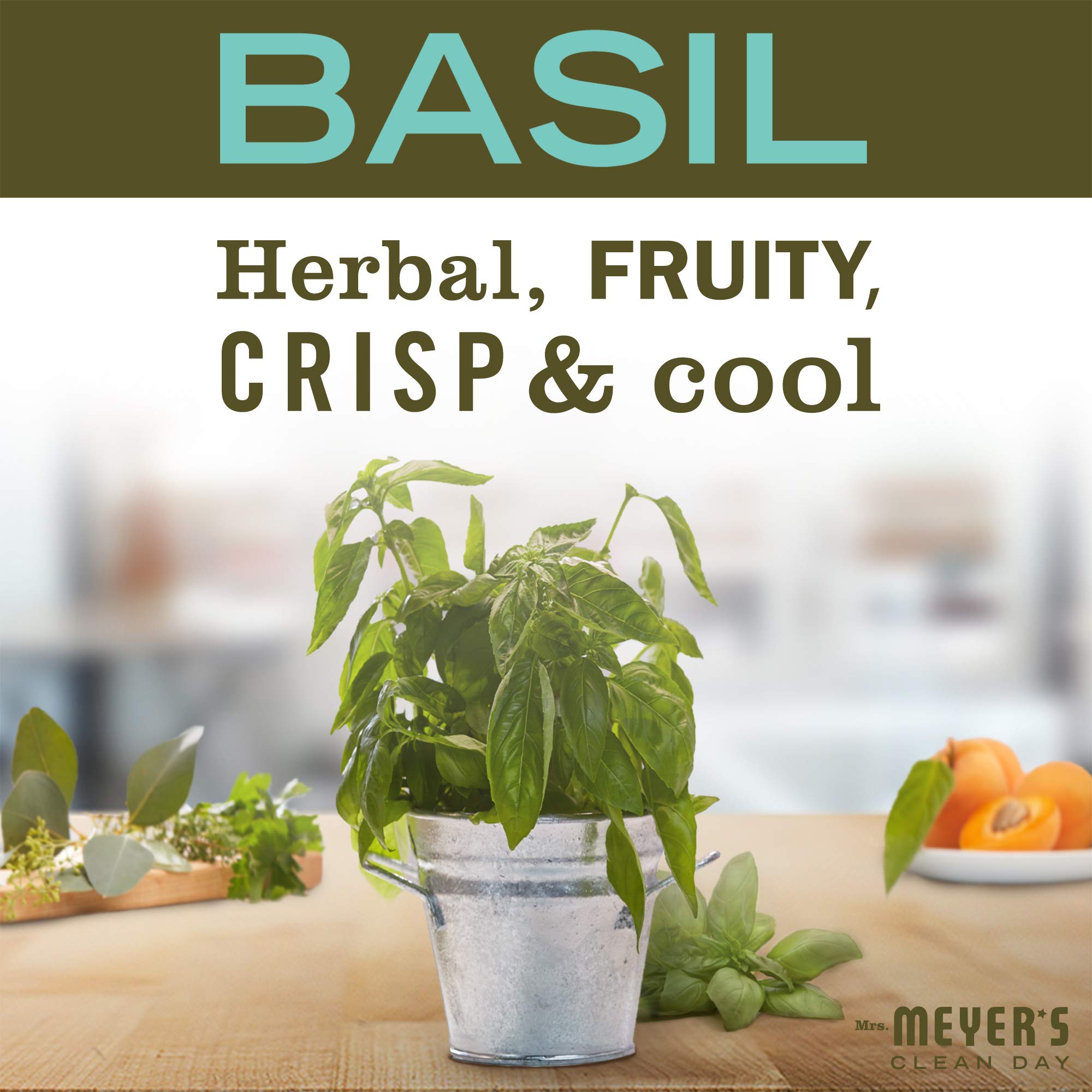 MRS MEYERS cLEAN DAY Hand Soap Refill, Made with Essential Oils, Biodegradable Formula, Basil, 33 fl oz
