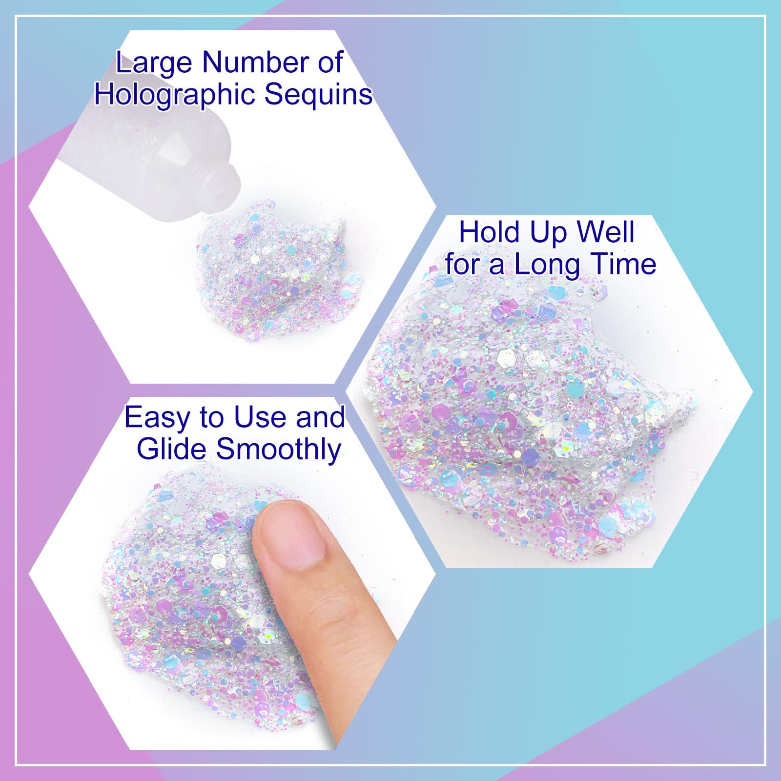 MEICOLY Chameleon Iridescent White Body Glitter,Chunky Face Glitter Paint,Color Changing Mermaid Face Glitter Gel,Opal Glitter S