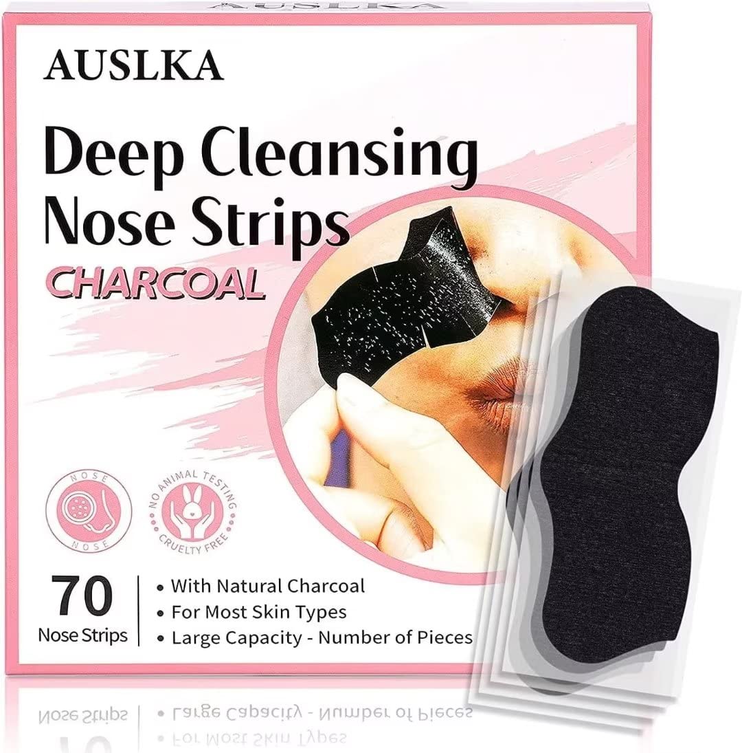 Auslka Blackhead Pore Strips,(70 Counts) Blackhead Remover-Deep Cleansing Charcoal Strips - Black Head Nose Strips -Black Head R