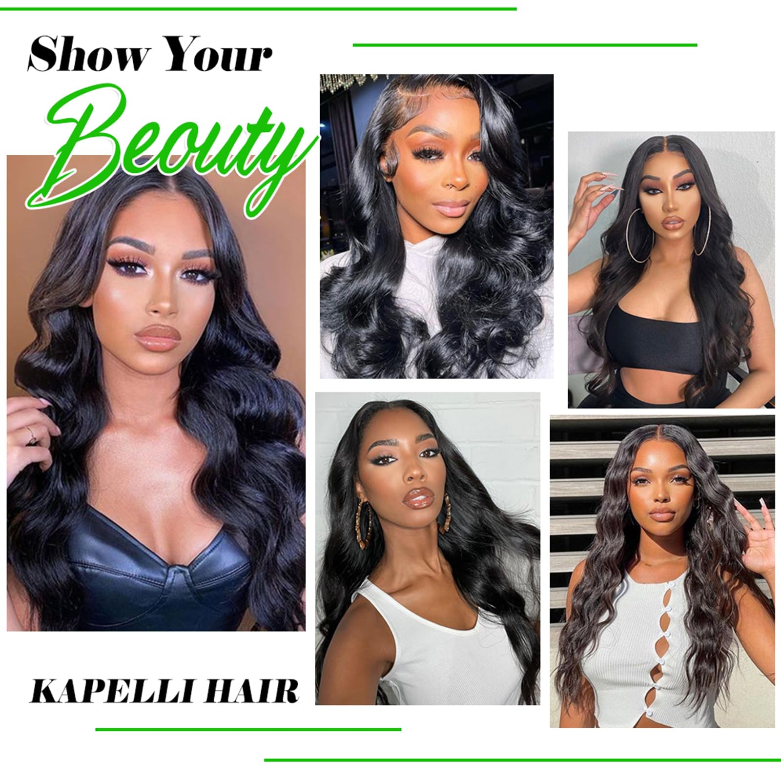 Kapelli Hair Brazilian Virgin Hair Body Wave 3 Bundles (14'' 16'' 18'' 300G) 10A Brazilian Remy Virgin Body Wave Human Hair Bund