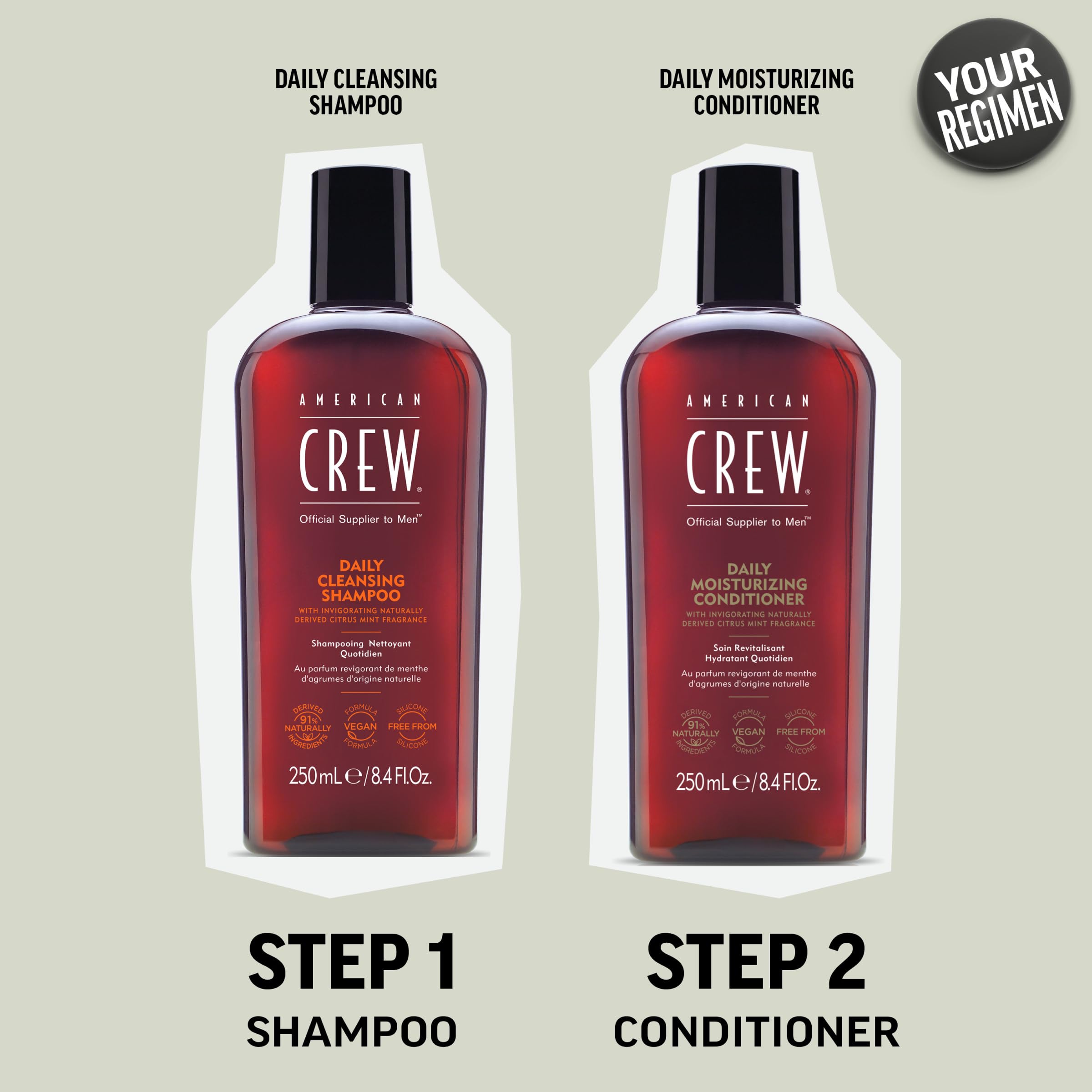 American Crew Conditioner for Men, Daily Moisturizer, Naturally Derived, Vegan Formula, Citrus Mint Fragrance, 33.8 Fl Oz