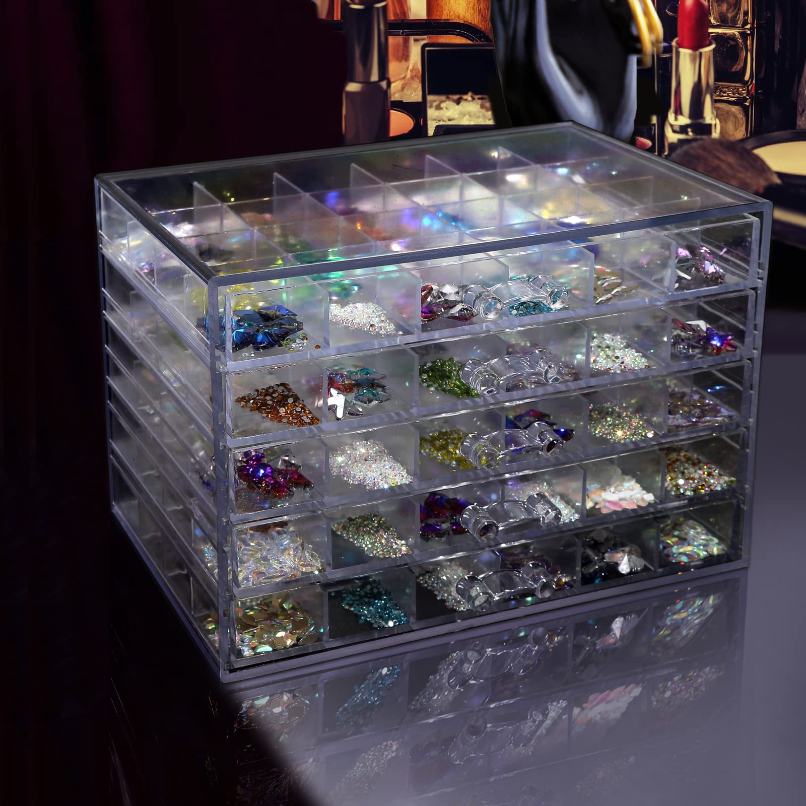 5 Tier 120Lattice Nail Organizers And Storage Clear Acrylic Nail Jewellery Accessories Storage Case Holder Shelves Display Mesa