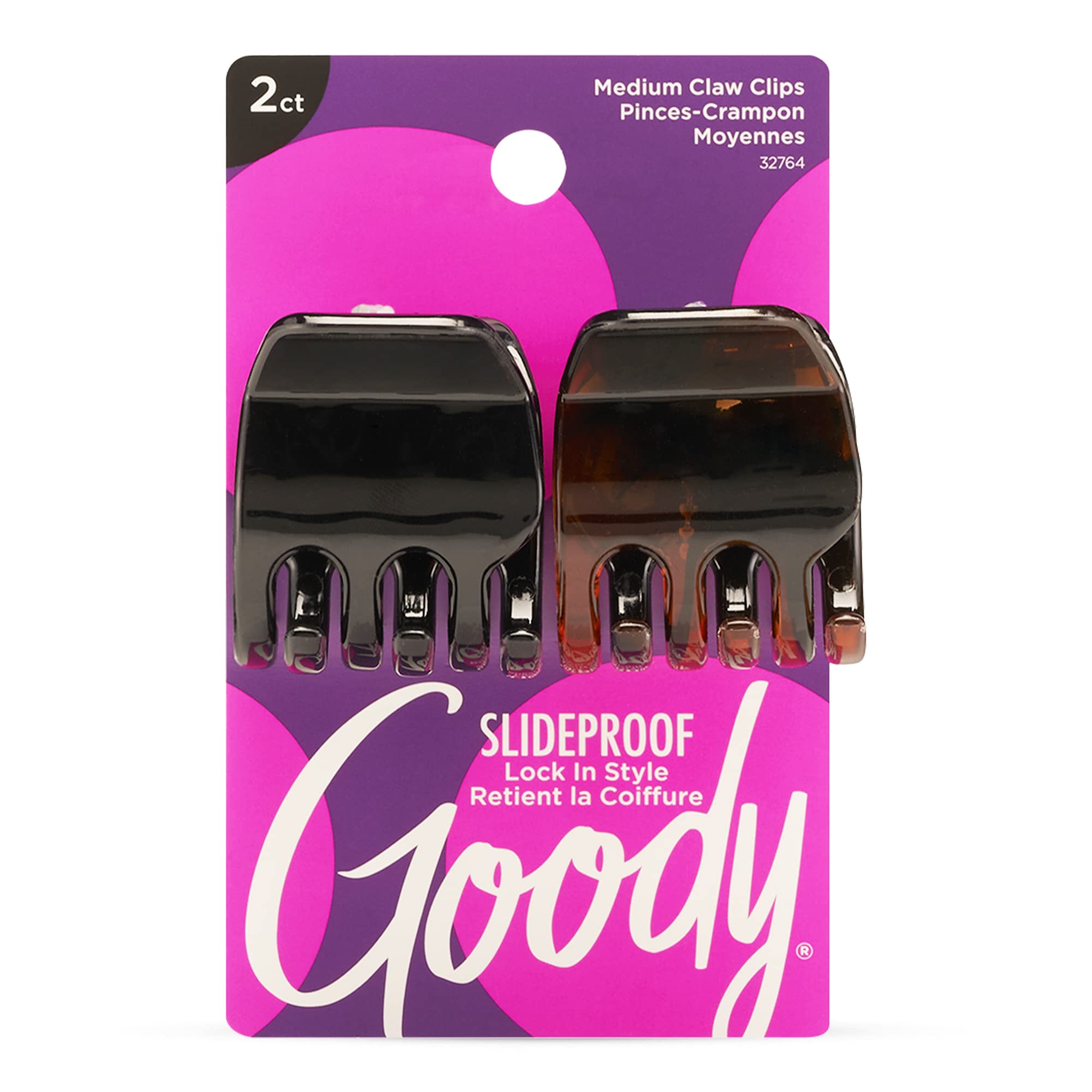 Goody Classics Medium Claw Clips, Black and Brown Colors - Great for Easily Pulling Up Your Hair - Pain-Free Hair Accessories fo