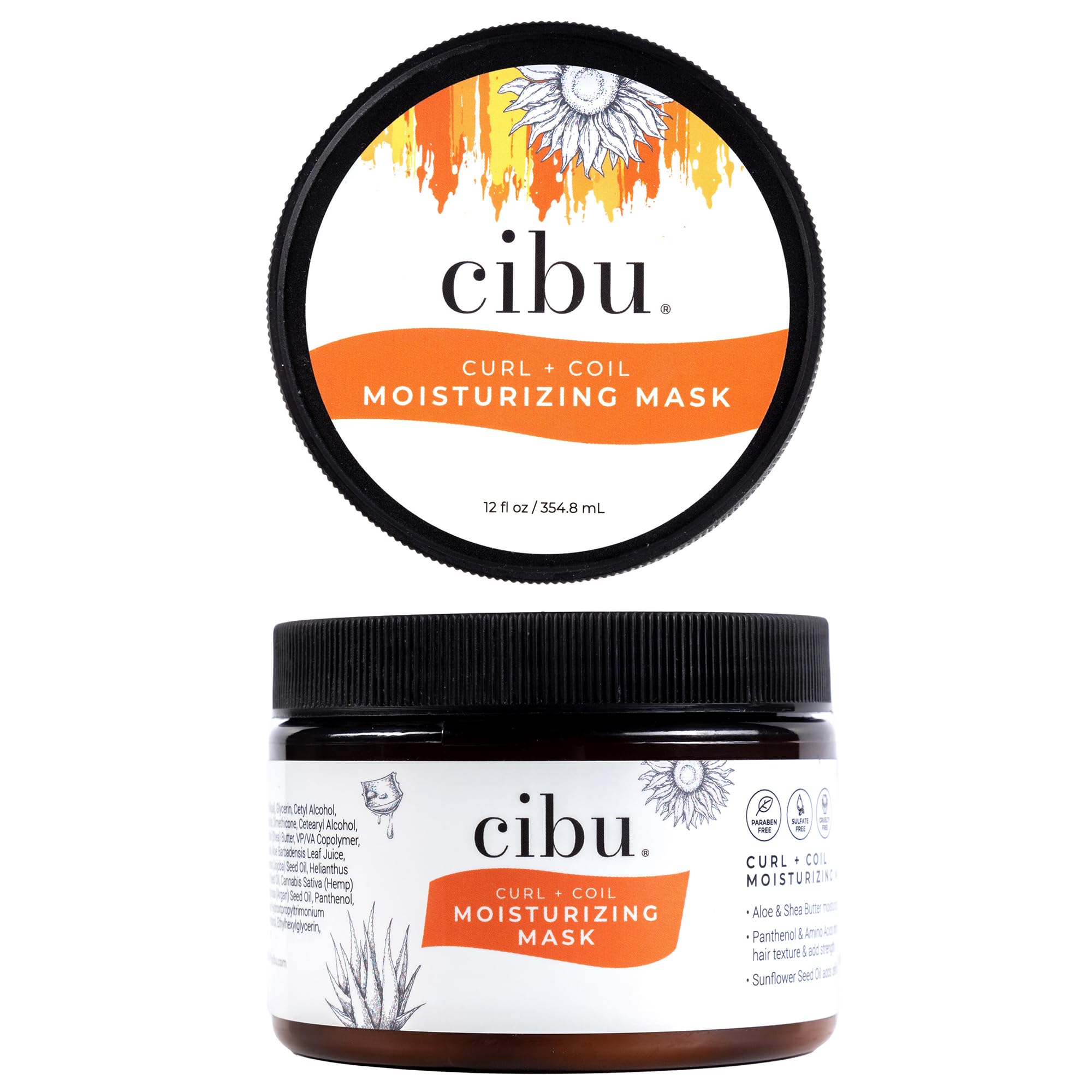 CIBU Curl + Coil Moisturizing Mask | Deep Conditioning for Dry, Damaged, Wavy, Coily Hair | Hydrating Shea Moisture Mask for Bla