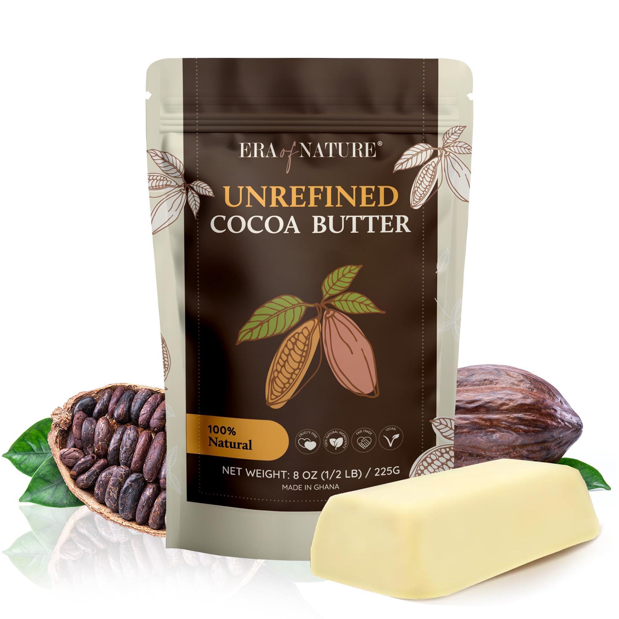 Cocoa Butter Raw Pure Unrefined - Incredible Natural Cacao Scent! - Use for DIY Body Butters, Soaps, Lotions and lip balm. Helps