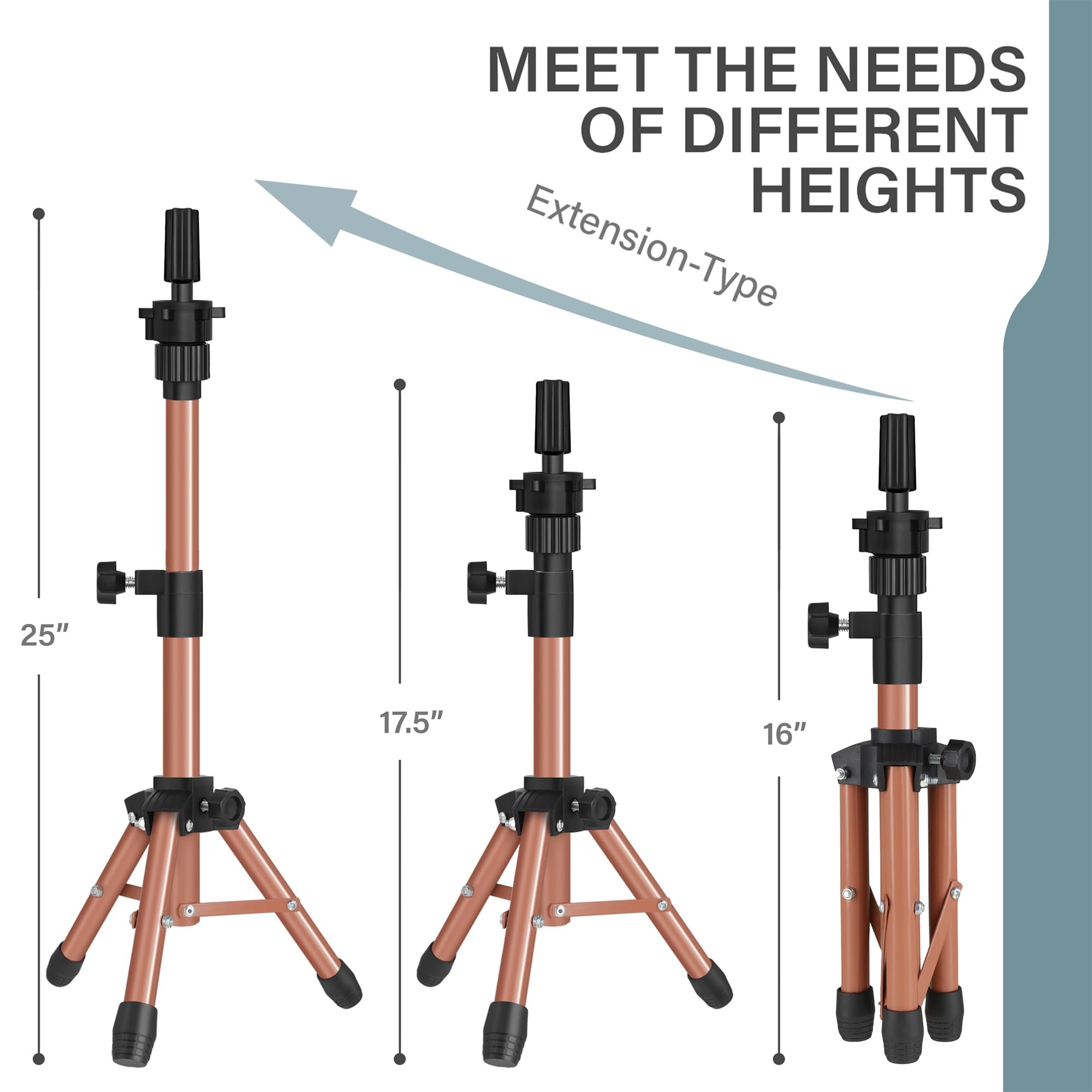 Alileader 25 Inch Mannequin Head Stand Tripod For Mannequin Head Wig Stand Tripod Wig Head Stand For Training Heads And Canvas B