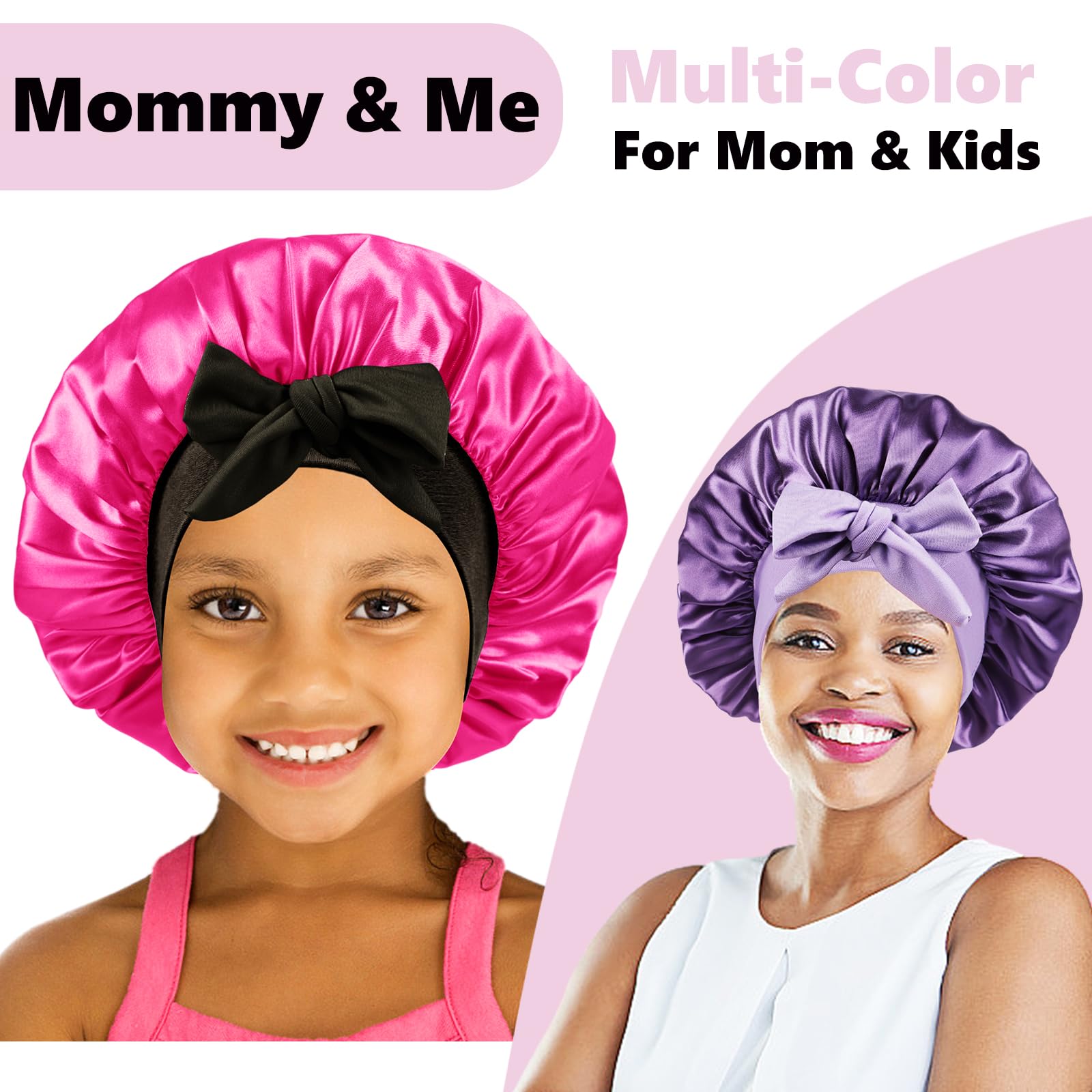 Lbylus 2 Pcs Satin Bonnet For Kids Sleeping,Kids Bonnets For Girls With Kids Scrunchies For Kids,Toddler