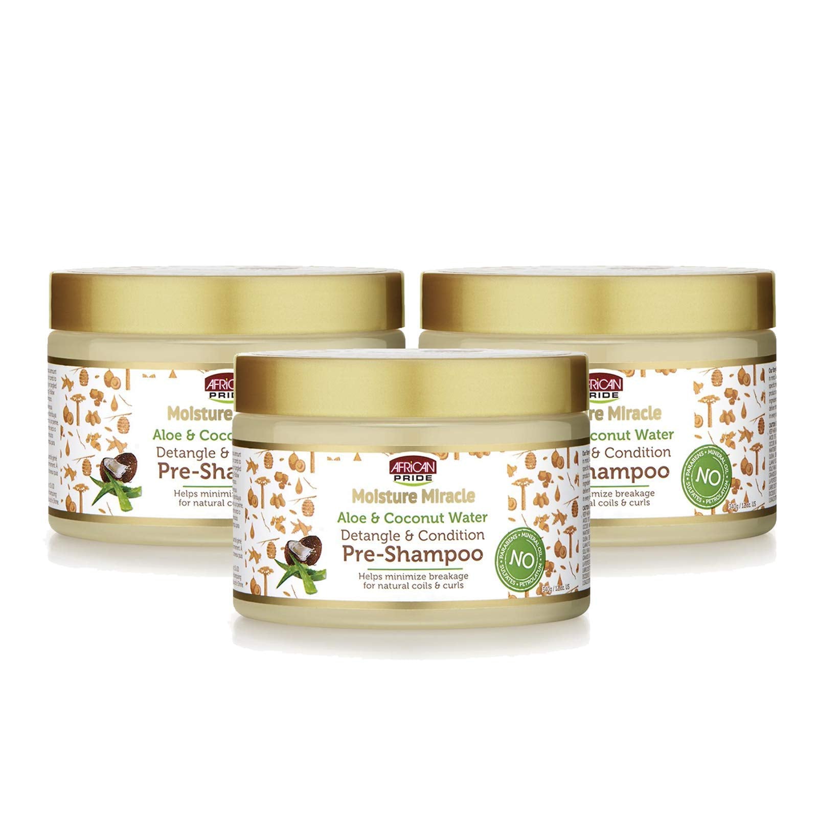 African Pride Moisture Miracle Aloe & Coconut Water Pre-Shampoo - Helps Minimize Breakage For Natural Coils & Curls, Detangles &