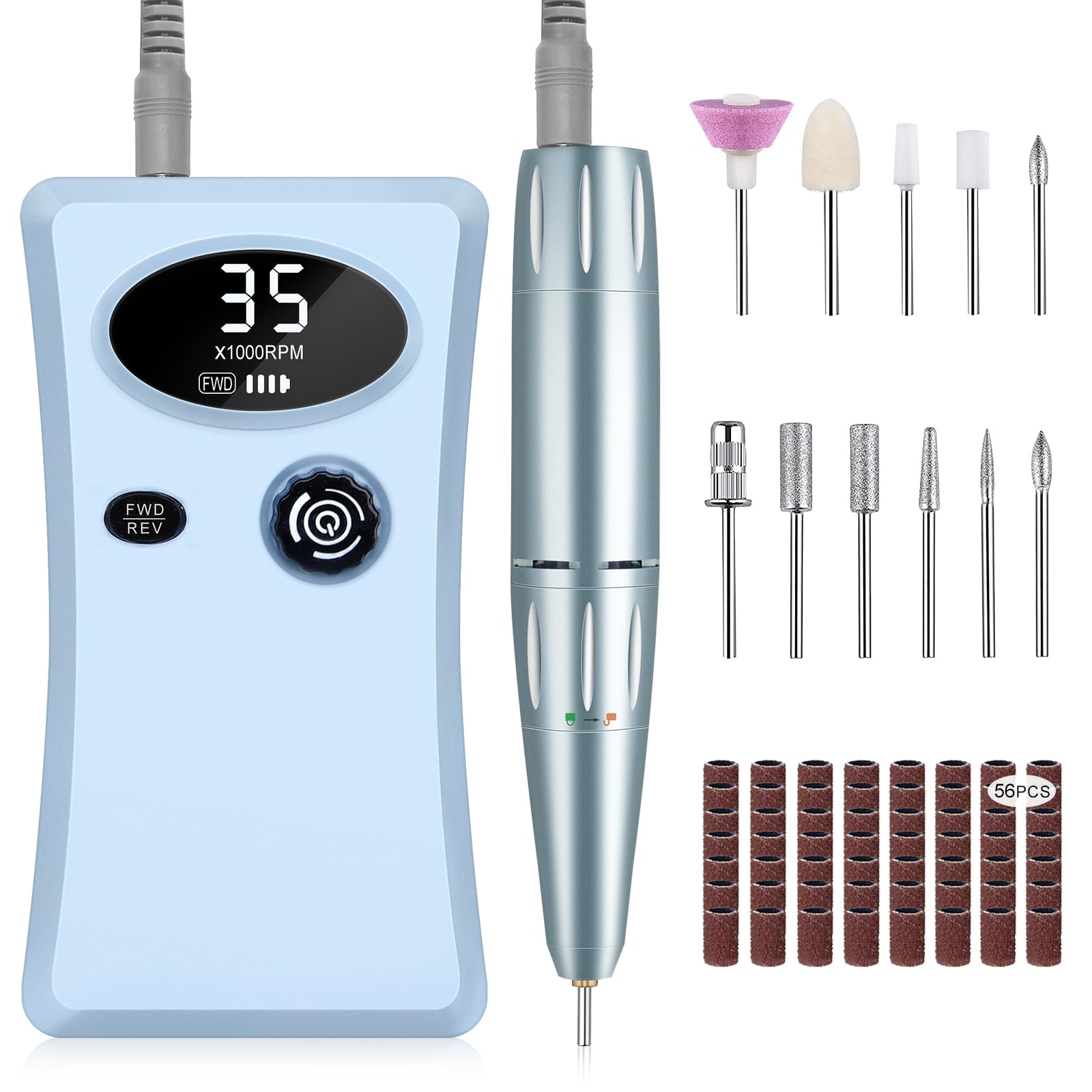 Electric Nail Drill, 35000RPM Professional Nail Drill Machine, Portable Nail Drills for Acrylic Nails, Electric Nail File Rechar