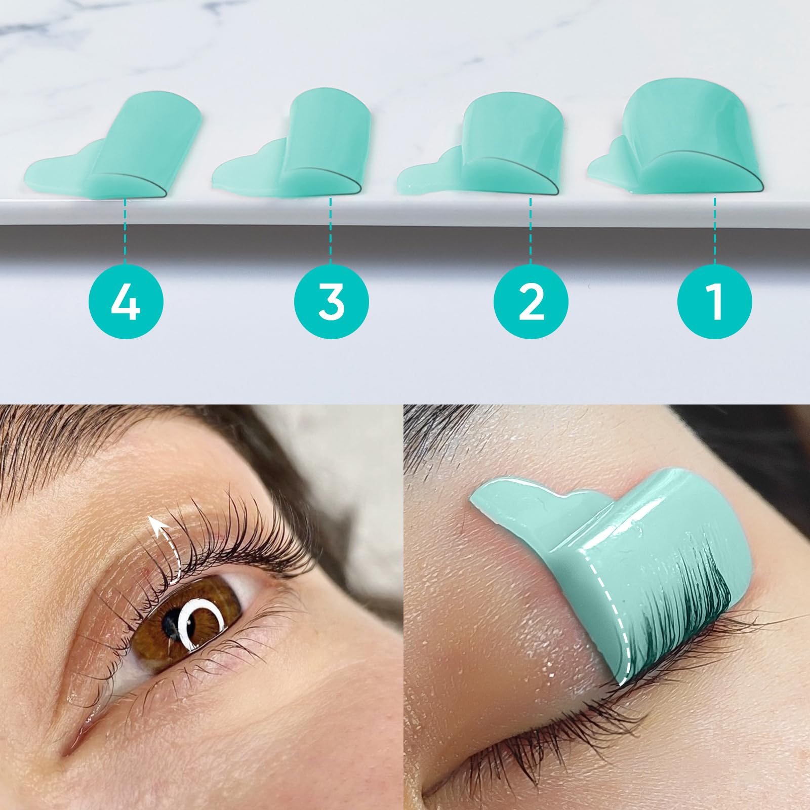 PERMANIA Lash Lift Pad, Liquid Silicone Super Elastic Lash Lift Rods Eyelash Shield V Warp 8 Pcs Eyelash Curler (Blue)