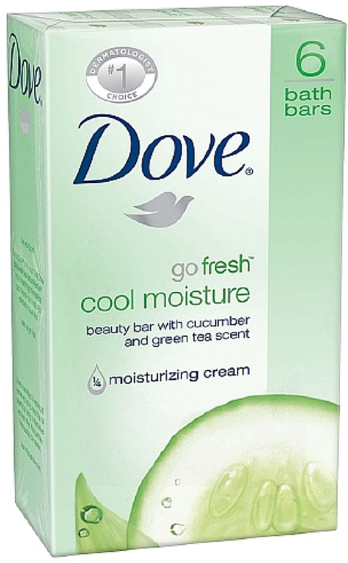 Dove Go Fresh Beauty Bar, Cool Moisture, 4 oz bars, 6 ea (Pack of 2)