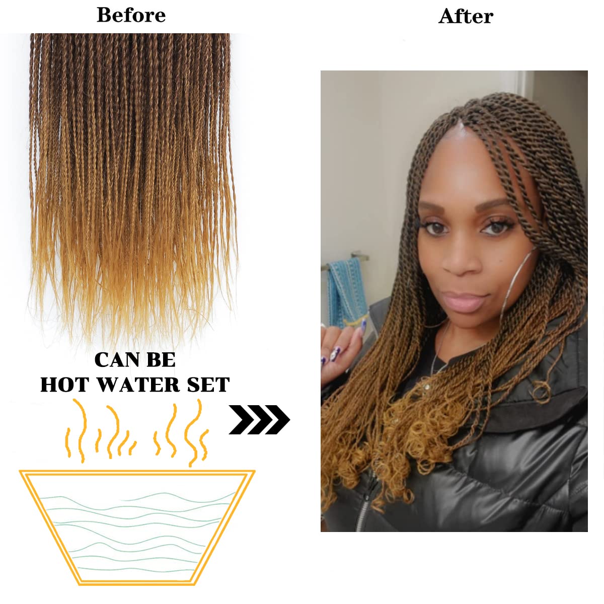 Nayoo Crochet Hair Senegalese Twist 28 Inch 8 Packs Small Crochet Hair For Braiding, 35 Strands/Pack Crochet Braids Hair For Bla