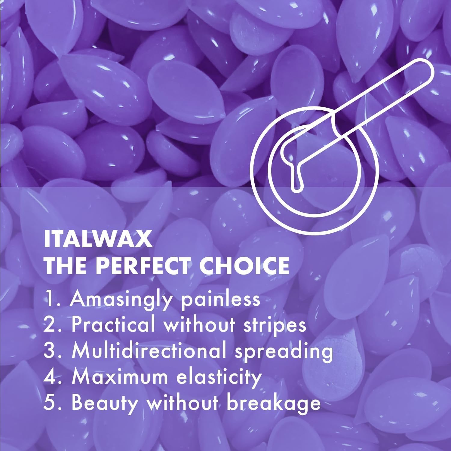Italwax Top Line Orchid - 750G / 1.65Lb - Hard Wax Beads For Hair Removal - Orchid Fragrance - Synthetic Formulation Ideal For S