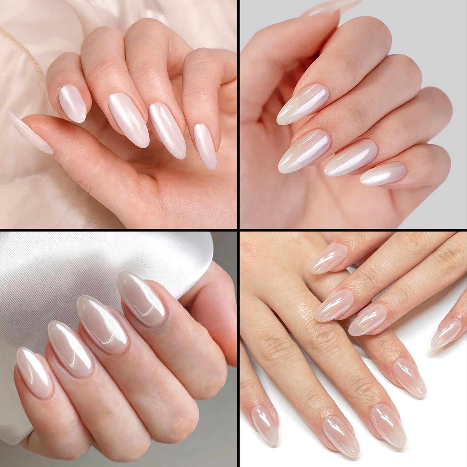 Ledsuuei 2G Chrome Nail Powder: Holographic Ice Transparent Mermaid Pearl Chrome Nail Powder,Magic Aurora Iridescent Chrome Nail