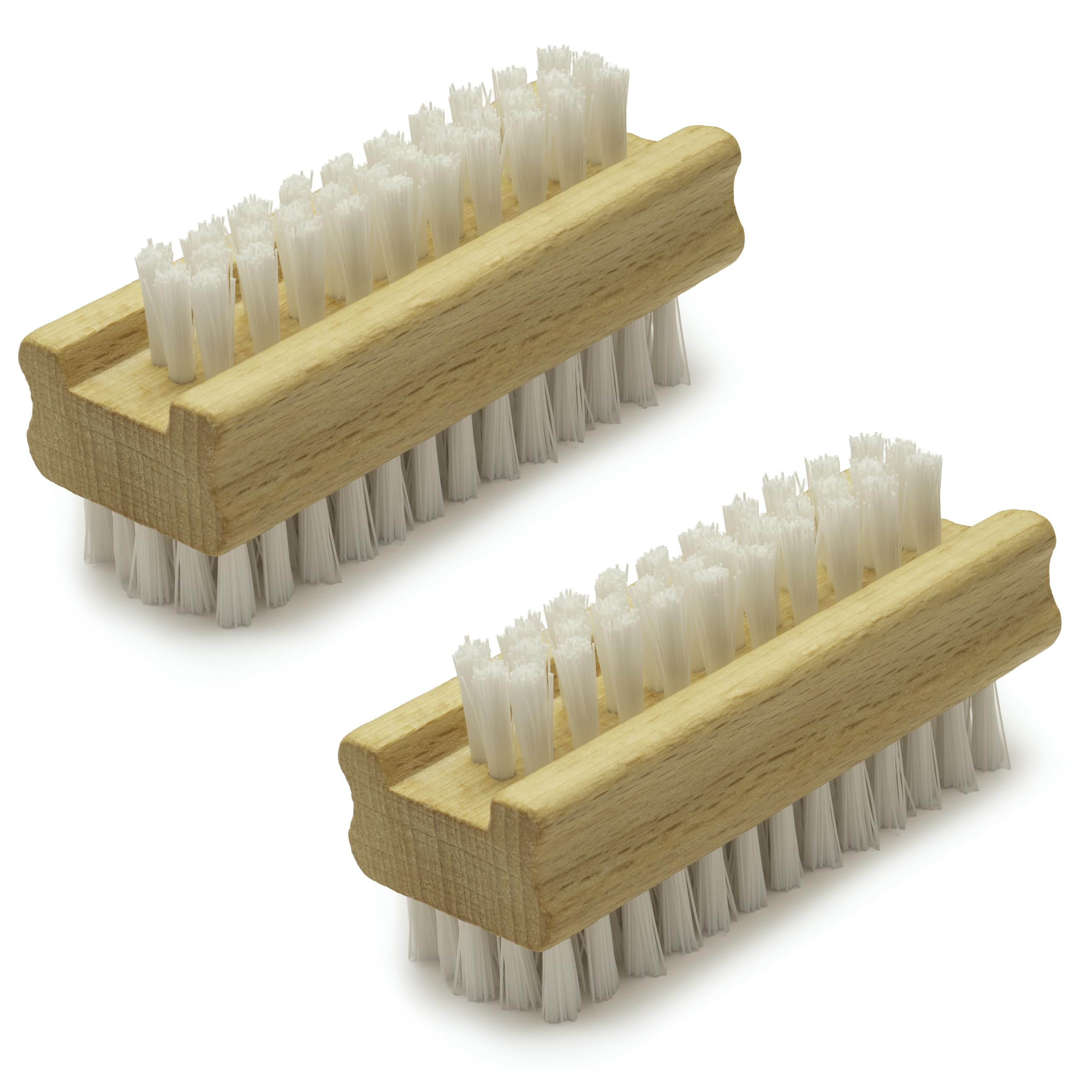 Konex NonSlip Wooden Twosided Hand and Nail Brush  Stiff Bristle Fingernail Brushes for Cleaning Under Nails  Heavy Duty Fin