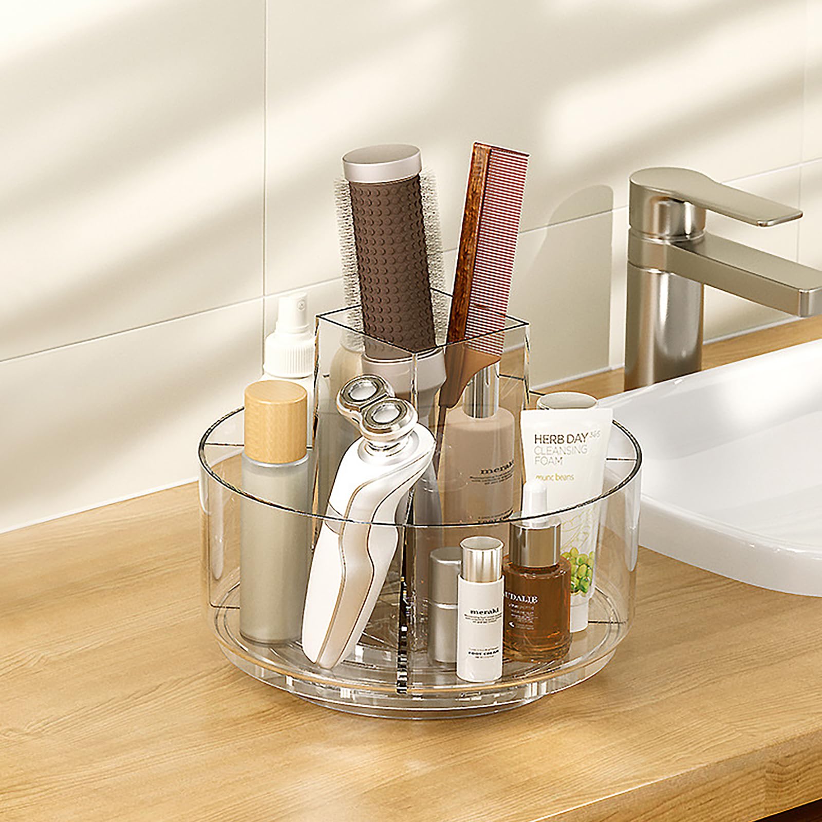 360 Rotating Makeup Organizer Clear Turntable Lazy Susan Organizer For Vanity, Bathroom Counter, Spinning Cosmetic Display Case