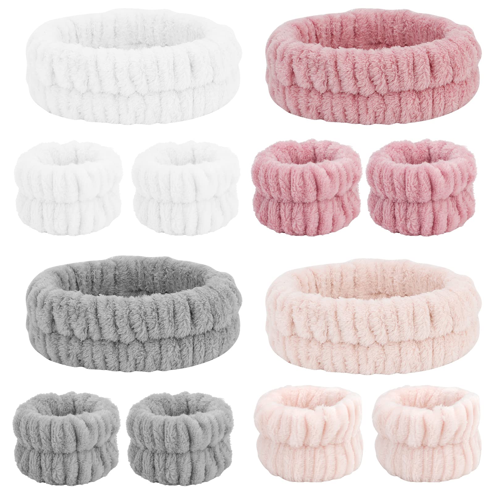 Chanaco 12PCS Spa Headband Wrist Towels for Face Washing Set Makeup Headband Skincare Headbands Soft Microfiber Face Wash Headba