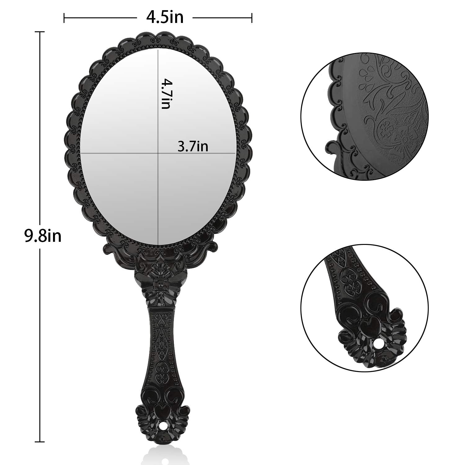 Yusong Handheld Mirror With Handle, Makeup Compact Hand Mirrors Travel Small Vintage Purse Mirrors, Hand Held Packet Mini Mirror