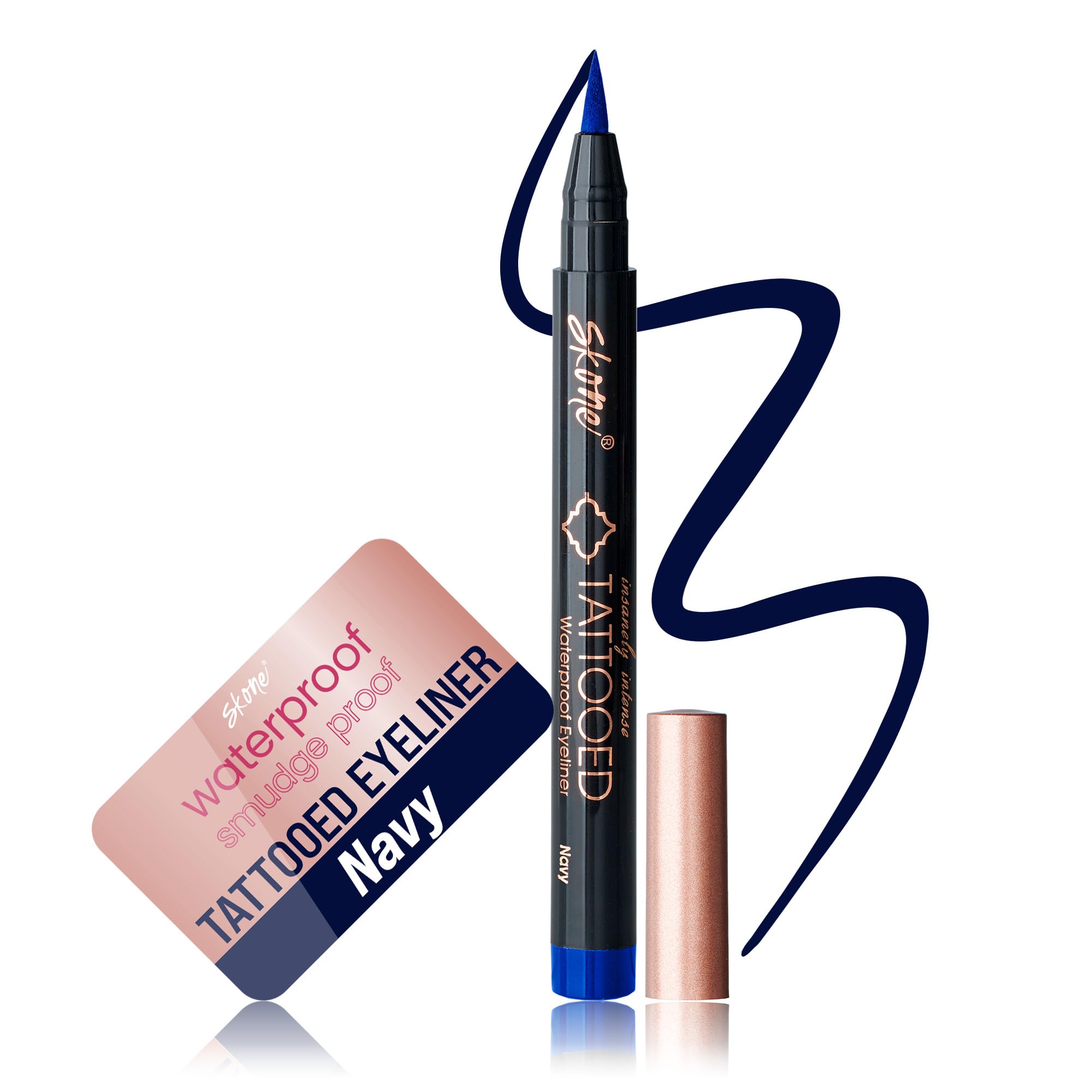 Skone Cosmetics Insanely Intense Tattooed Eyeliner Pen - Waterproof Liquid Eyeliner, Long Lasting, Sweat Proof, Smudge Proof Fel