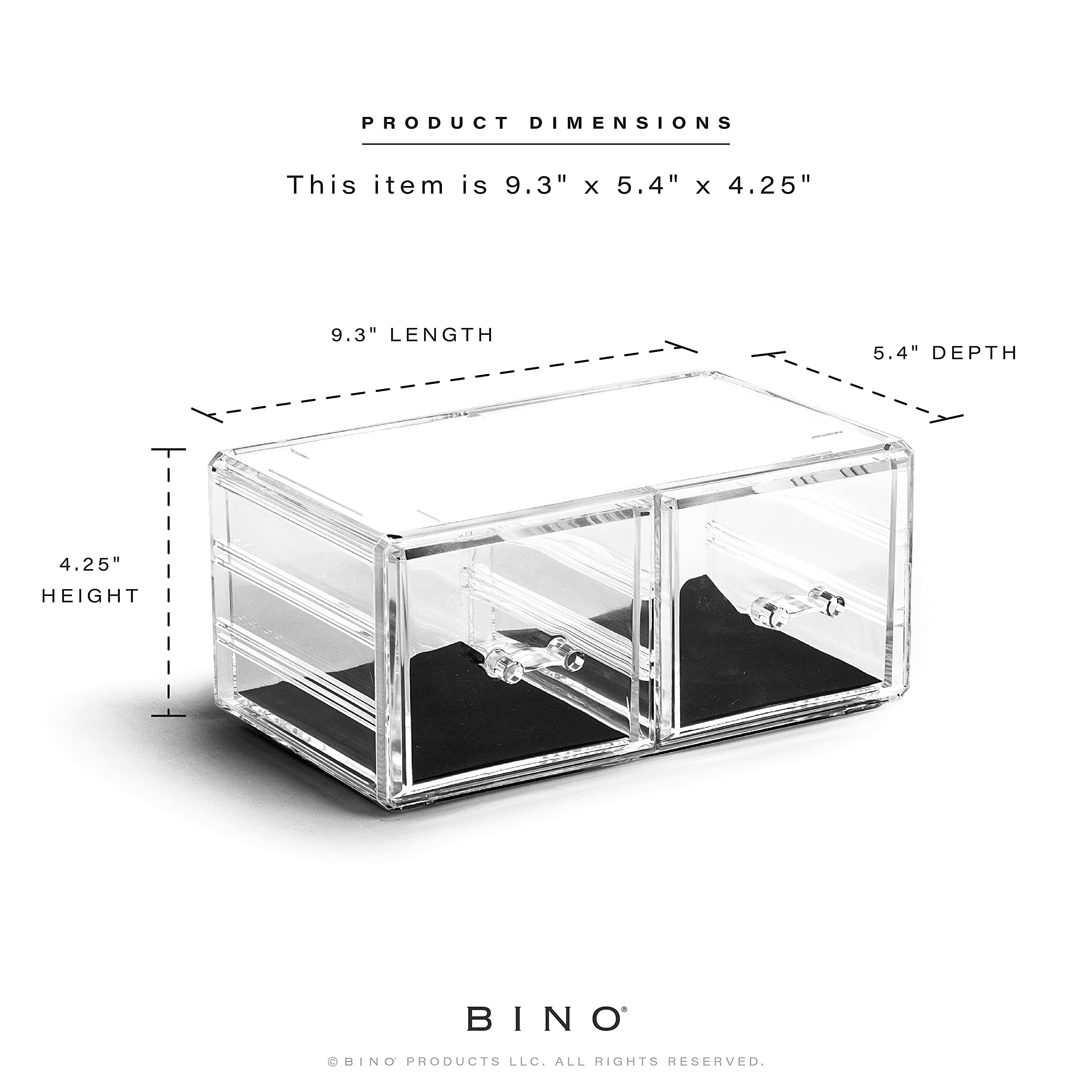 BINO THE MANHATTAN SERIES Acrylic Makeup Drawer Organizer- 2 Drawer Short | Clear Beauty Organizers and Storage| Cosmetic & Make