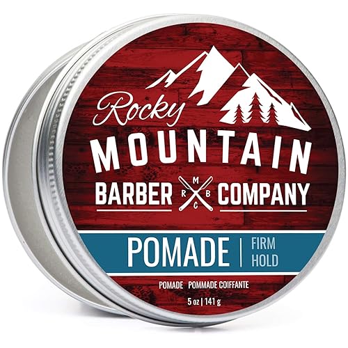 Rocky Mountain Barber Company Pomade For Men - 5 Oz Tub Classic Styling Product With Strong Firm Hold For Side Part, Pompadour &