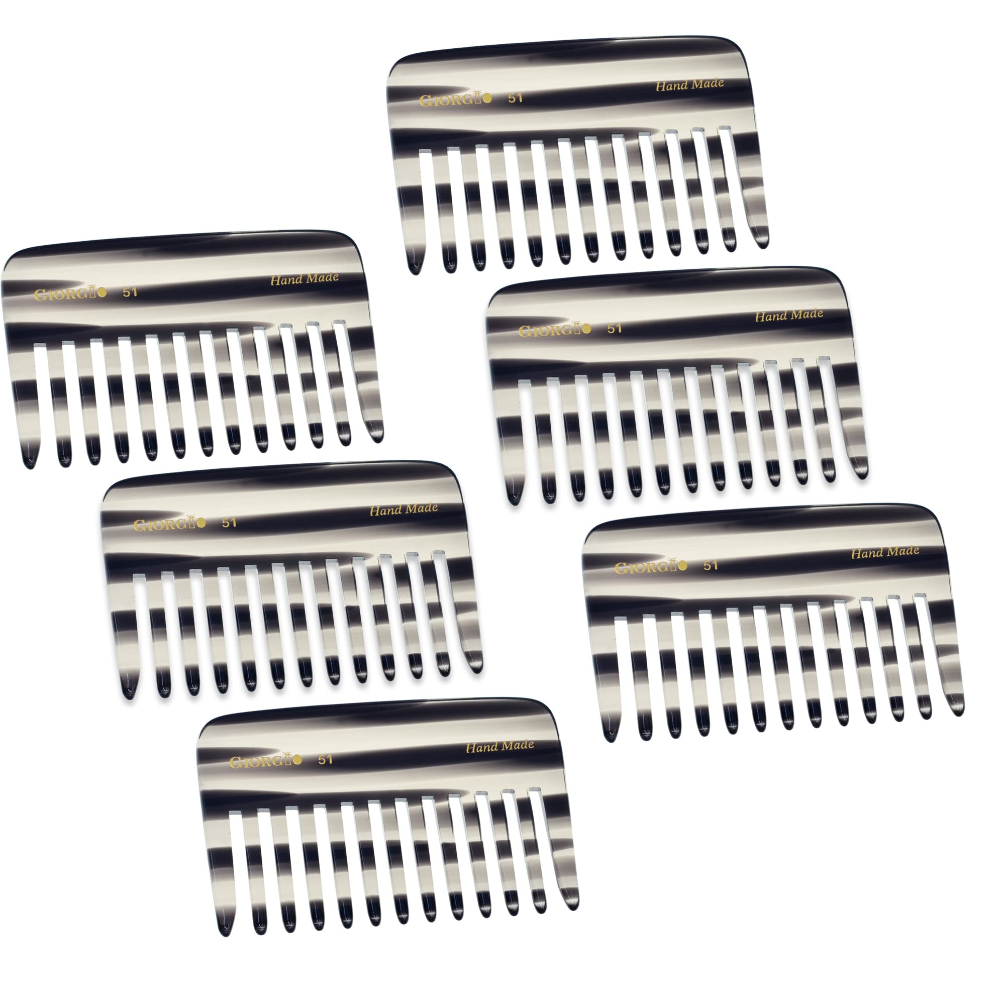 Giorgio G51 Graphite Small Travel Purse Detangling Comb - Wide Teeth Pocket Comb for Thick, Curly and Wavy Hair, Wet or Dry Use,