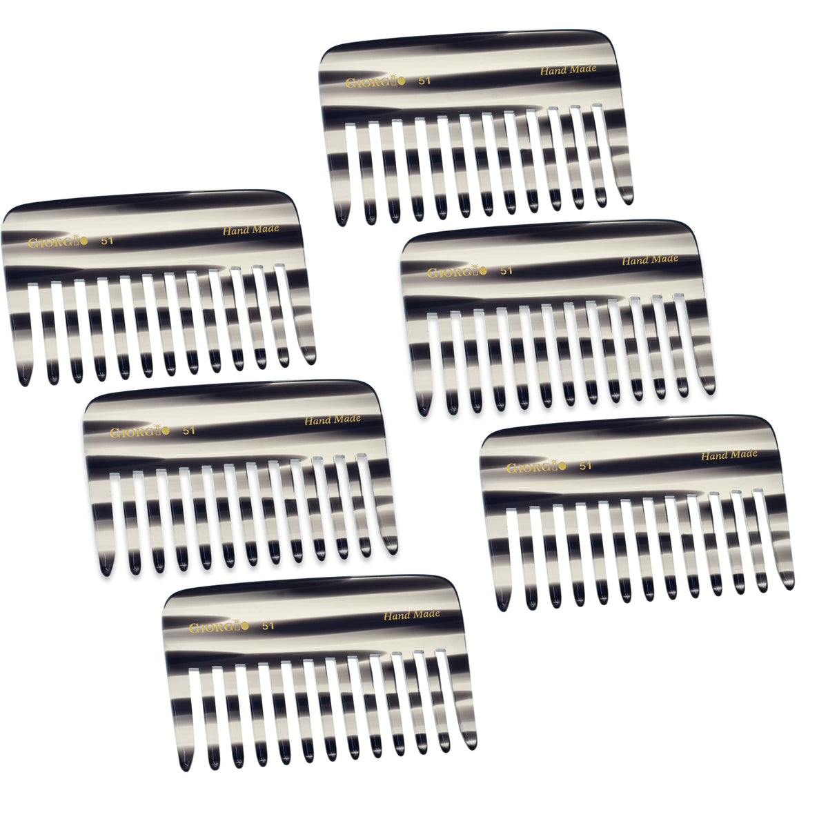 Giorgio G51 Graphite Small Travel Purse Detangling Comb - Wide Teeth Pocket Comb for Thick, Curly and Wavy Hair, Wet or Dry Use,