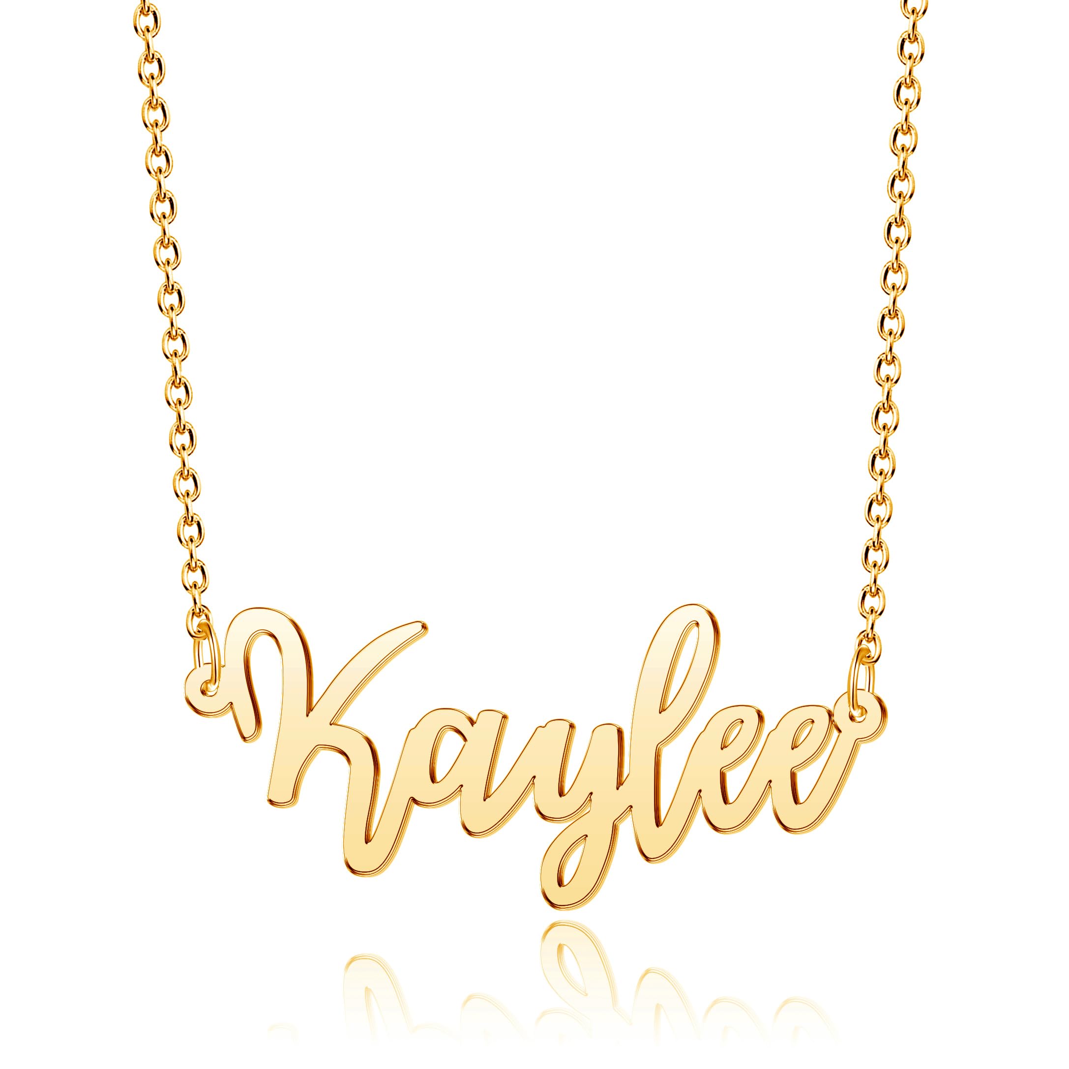 CoolJewelry Custom Name Necklace for Women Personalized Name Necklaces 18K Gold Plated or Sterling Silver Nameplate Customized P