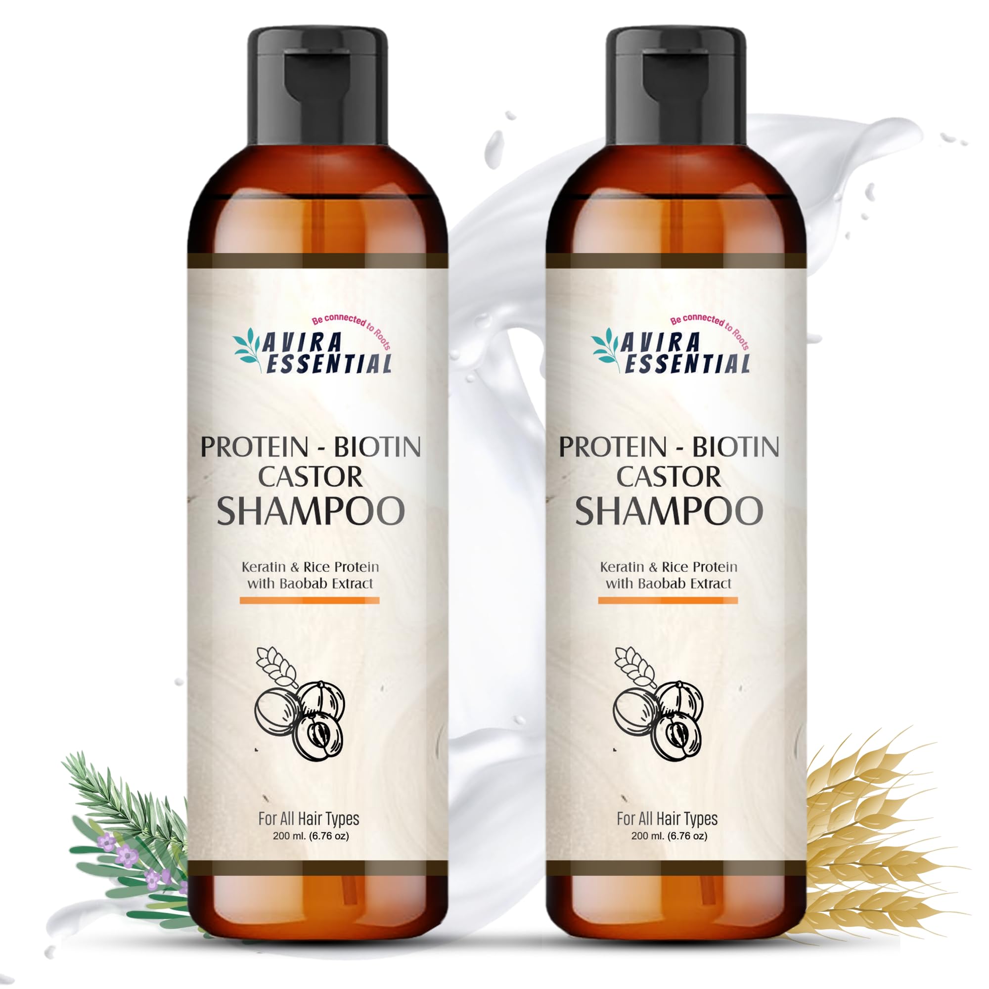 Avira Essential Protein Biotin AntiHairfall Shampoo Combo  With Hydrolyzed Protein For Frizz Control & Hair Growth  Sulfate &