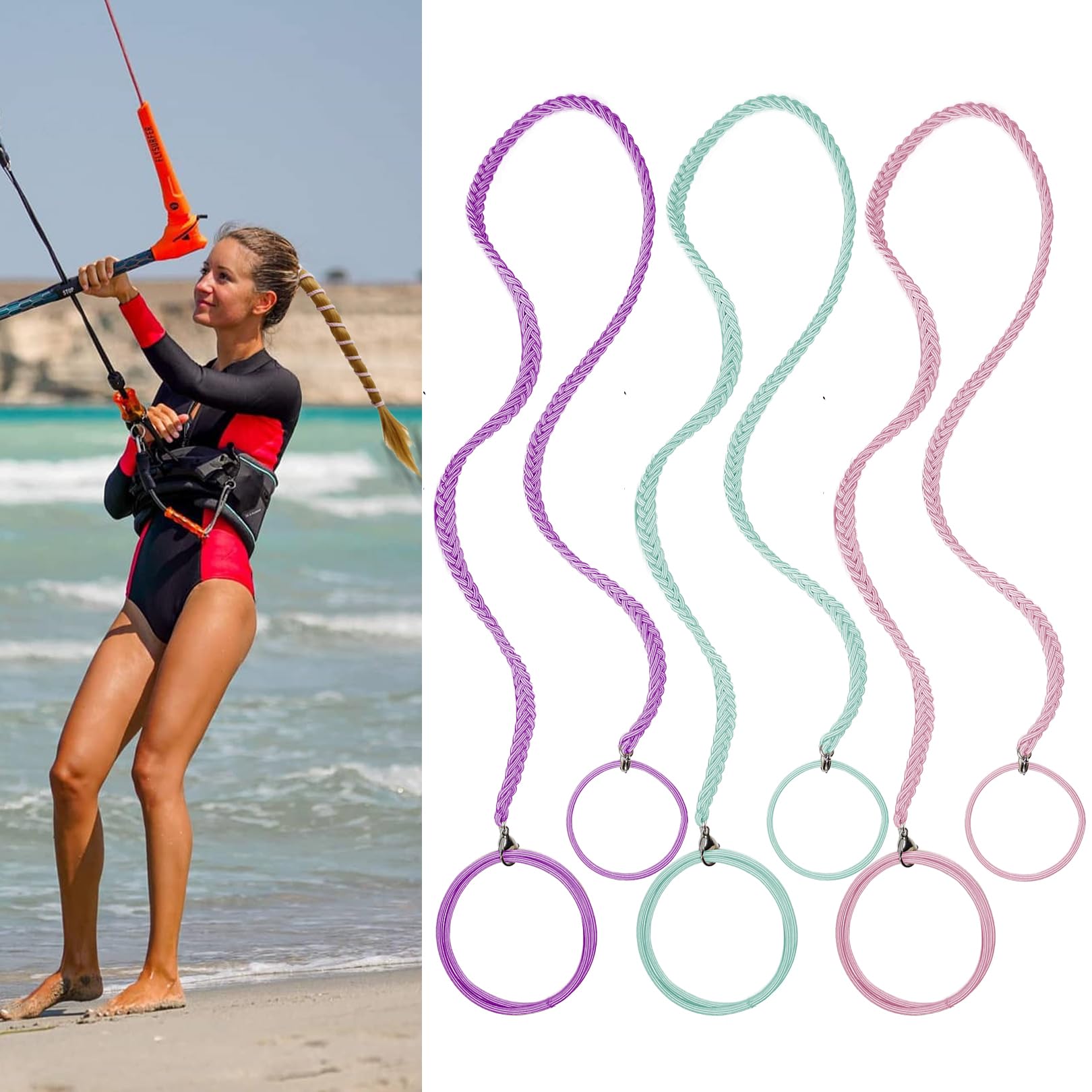 3 Packs 25'' Ponytail Holders Hair Ties for Women, Colored Elastic Braided Hair Tie No Damage for Long Thick Curly Hair Stretchy