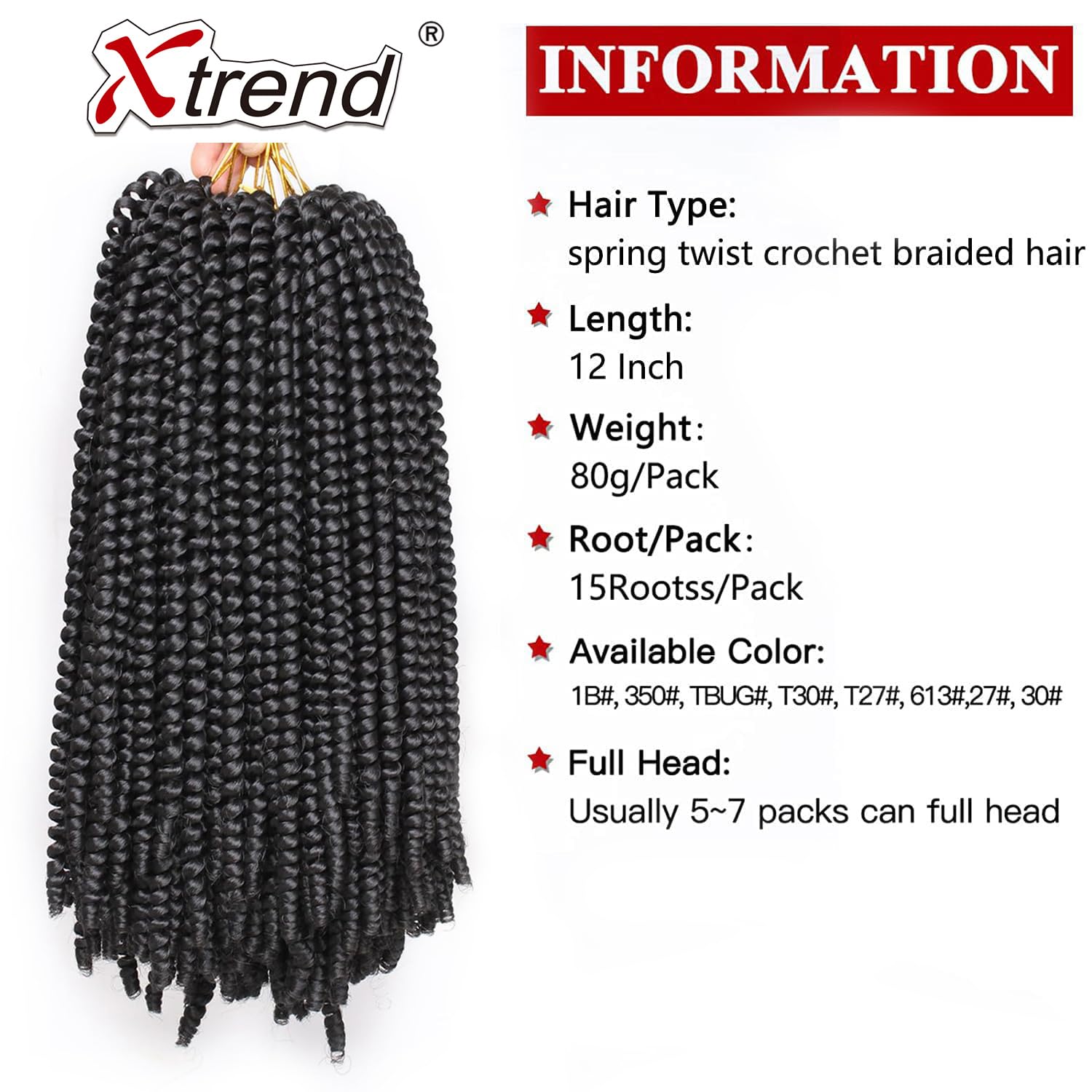 Xtrend 12 Inch 2 Packs Spring Twist Hair For Butterfly Faux Locks And Invisible Locs Short Crochet Braids Hair Synthetic Spring