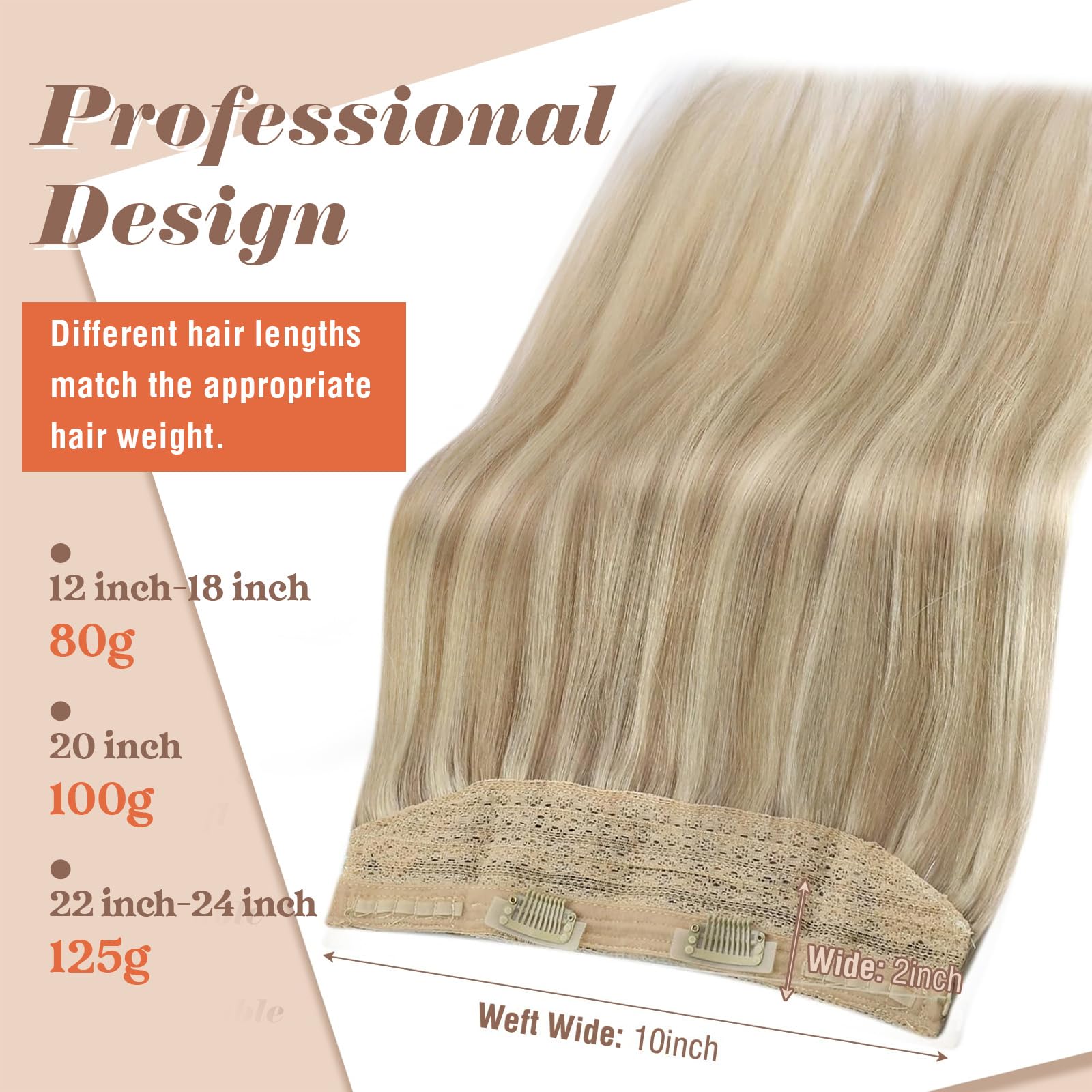 Sunny Wire Hair Extensions Real Human Hair Fish Line Human Hair Extensions Invisible Wire Extensions Lightest Brown with Platinu