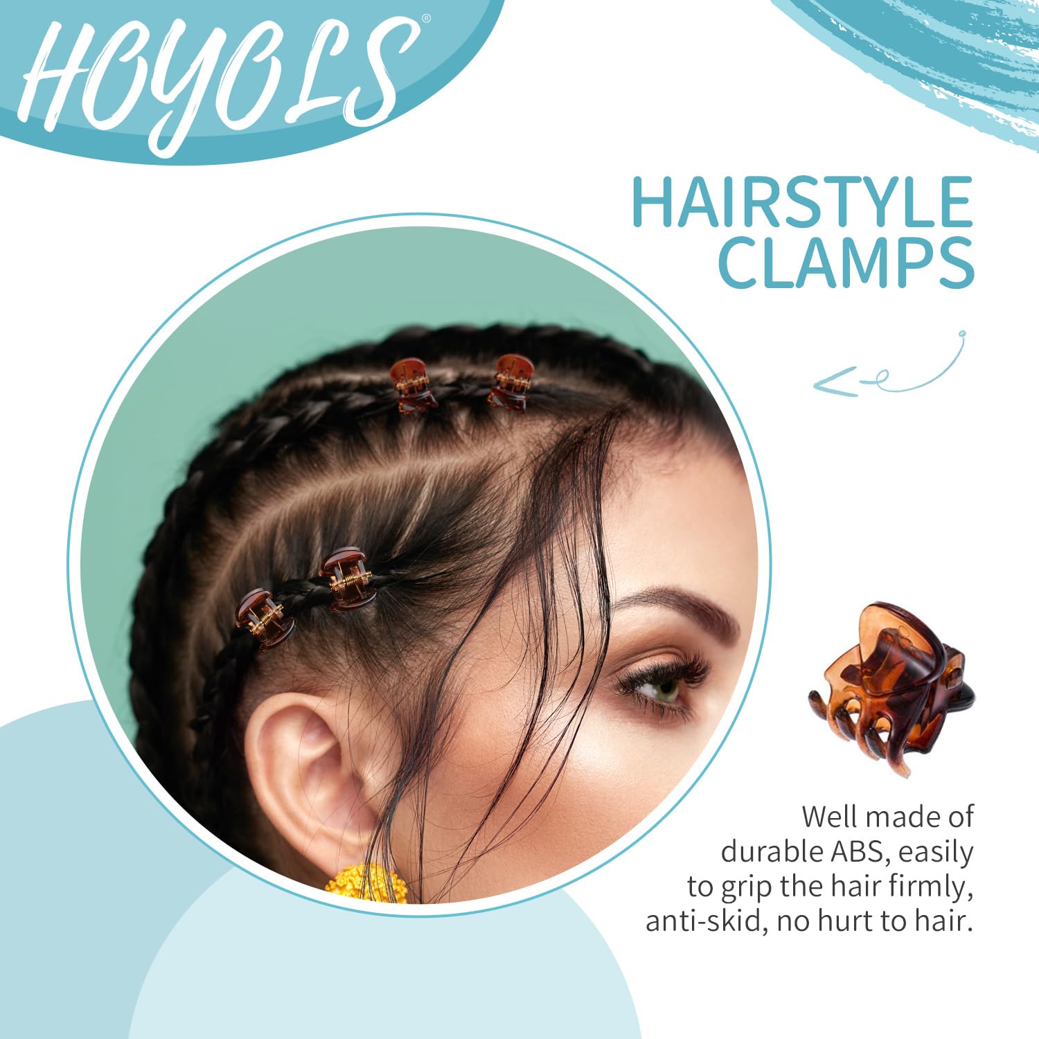Hoyols 48 Pcs Small Mini Clips for Hair, Tiny Jaw Hair clip Brown Hair Claw Clip for Makeup Thin Short Fine Grip for Women Girls