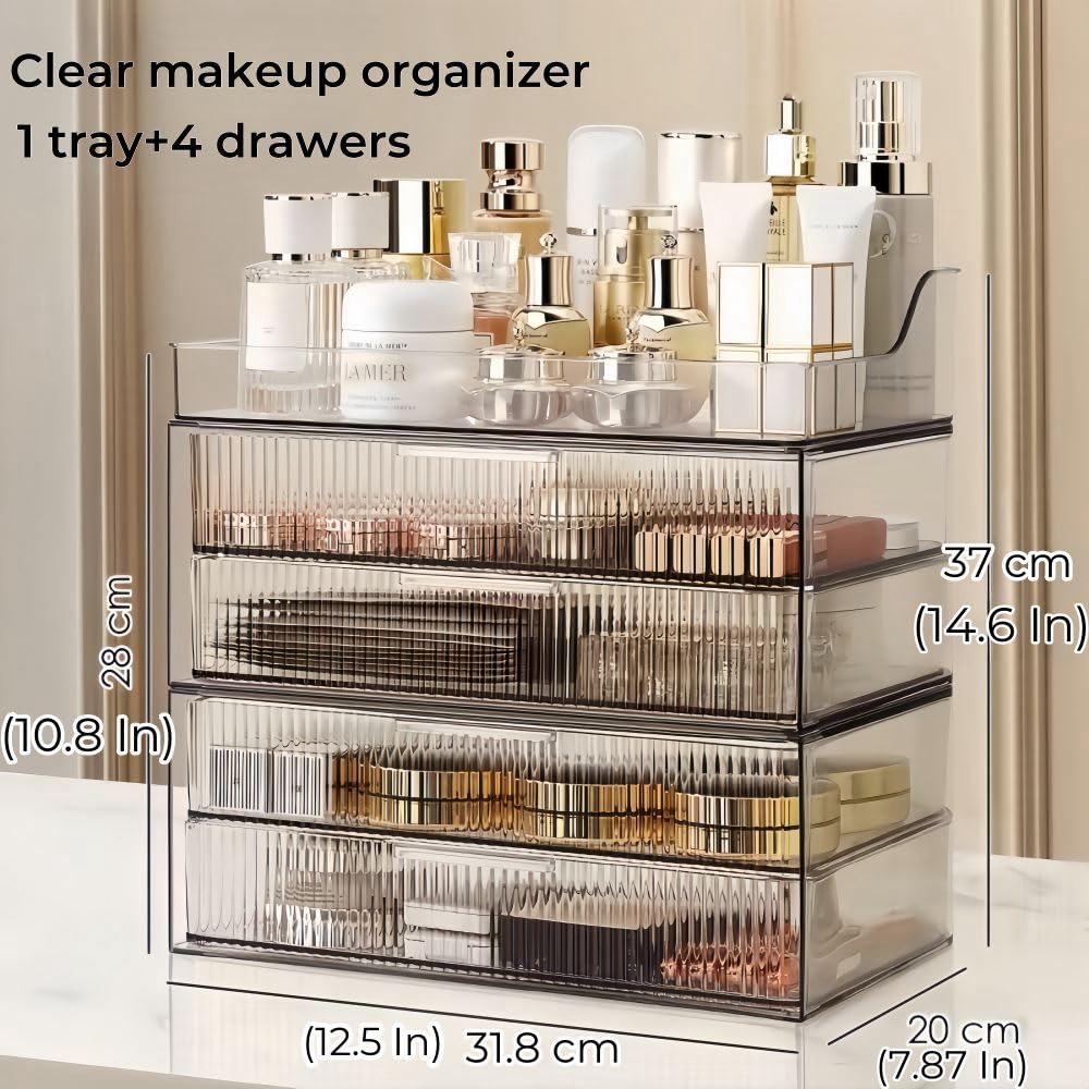 Plinjoy Makeup Organizer Countertop Large Cosmetic Display Cases Cosmetic Organizer Skin Care Organizer