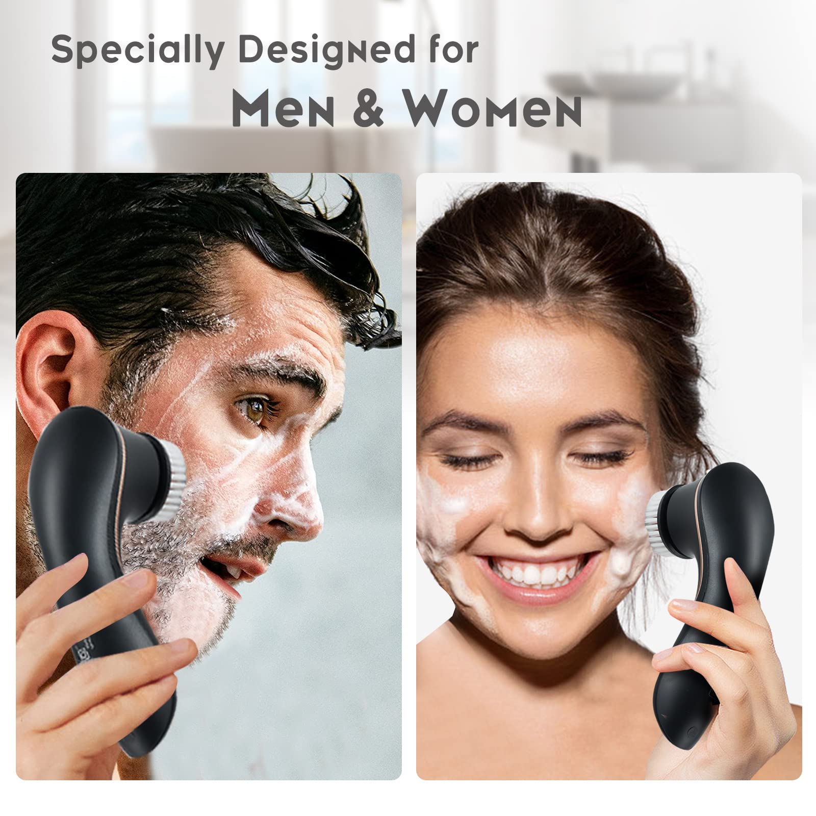 Facial Cleansing Brush, Electric Face Scrubber Rechargeable Exfoliator Ipx-7 Waterproof Rotating Cleanser For Exfoliating, Massa