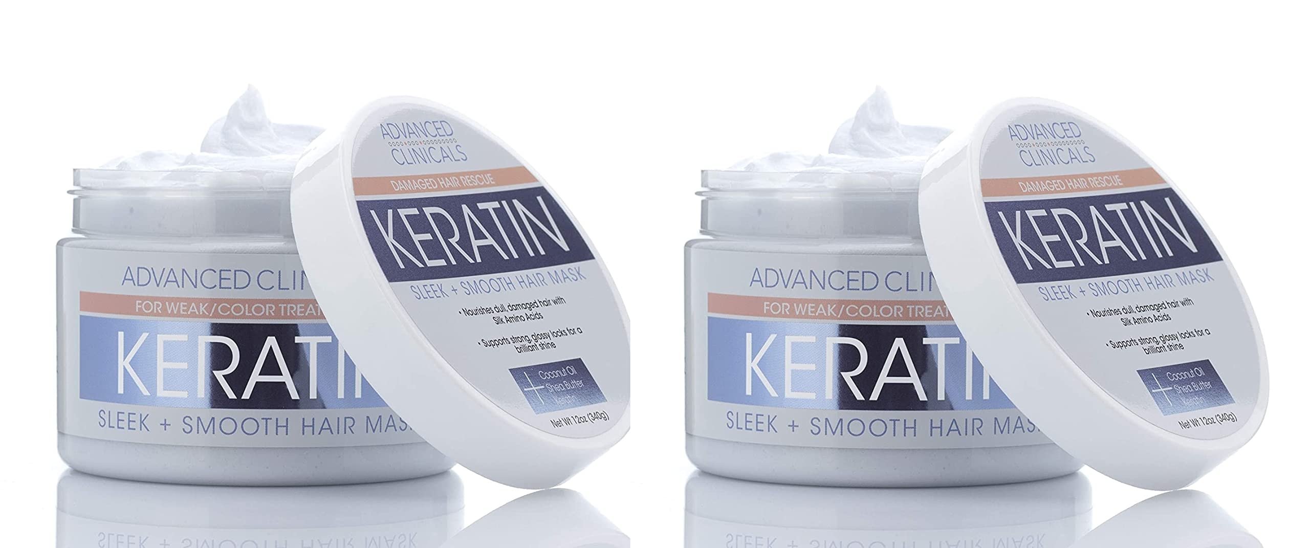 Advanced Clinicals Keratin Hair Mask Treatment For Color Treated Hair, Detoxifying + Fortifying Keratin Repair Conditioner W/She