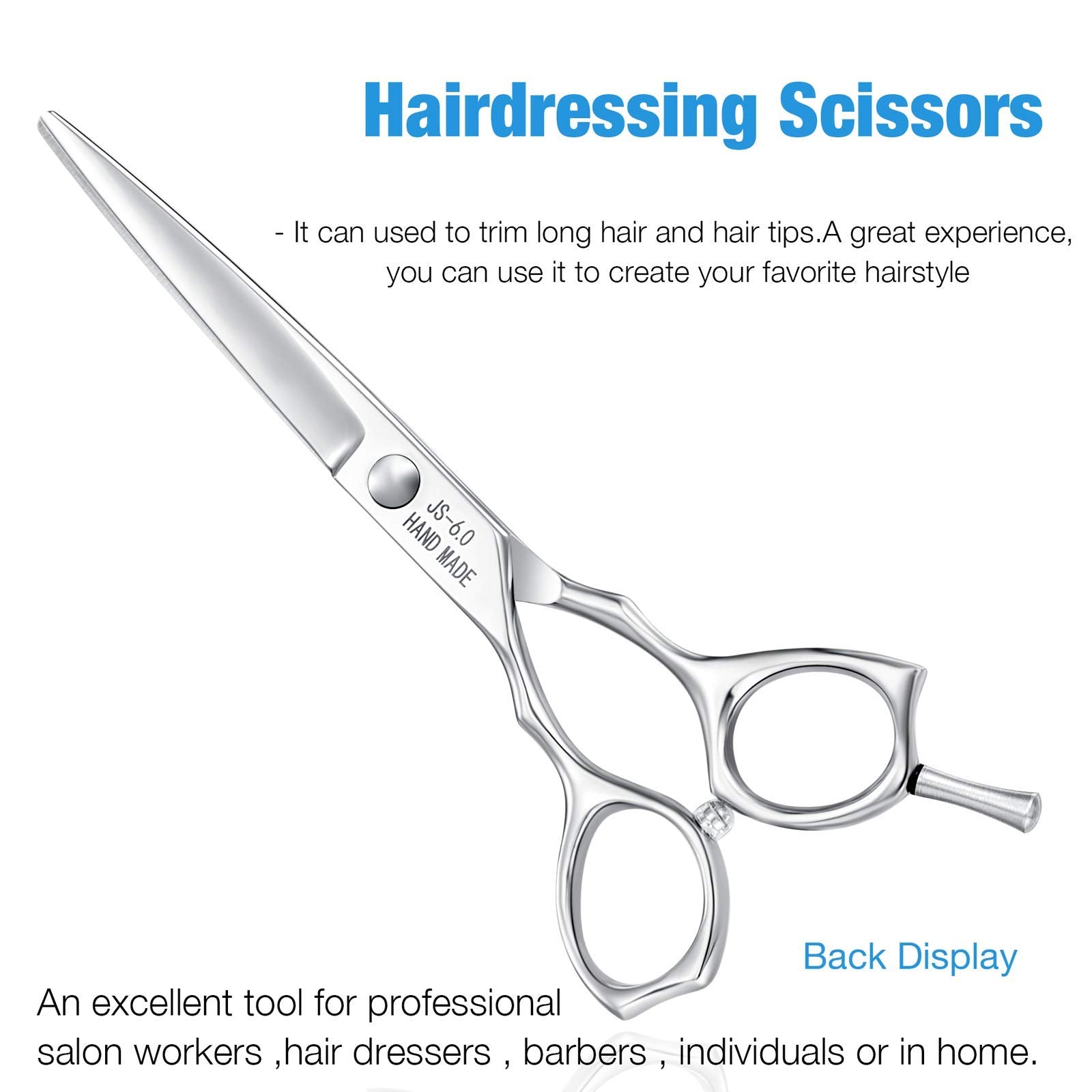 JASON 6 Inch Left Handed Barber Scissors, Professional Japanese Stainless Steel Hair Shears, Model Lifa15-Z.J, Straight Color