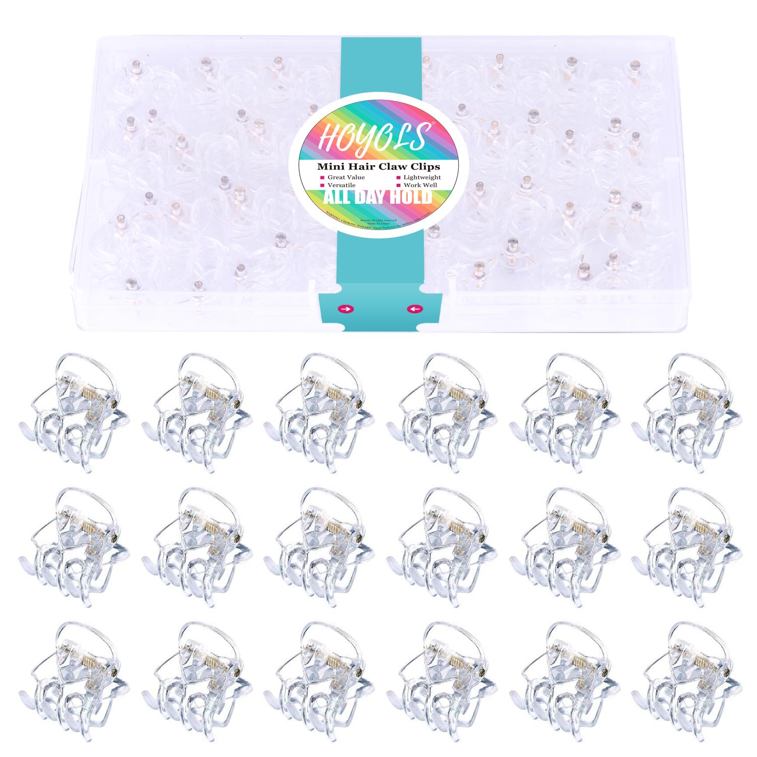 Hoyols Clear Small Hair Clips, Mini Hair Claw Clips for Hair Strong Grip Plastic Tiny Jaw Cute Hair Accessories No Slip for Wome