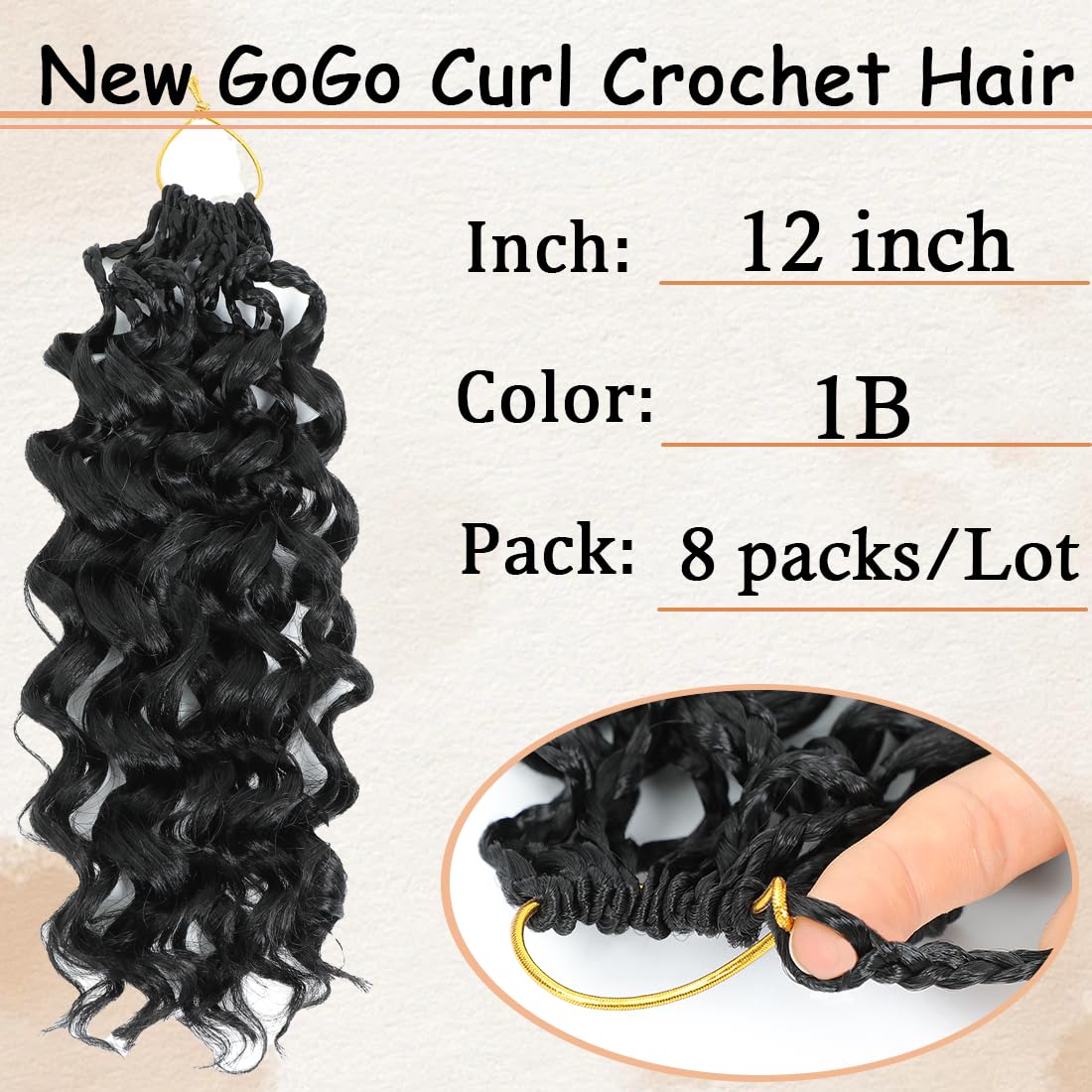 Pre Looped Gogo Curl Crochet Hair 12 Inch 8 Packs Pre Twisted Short Curly Crochet Hair For Black Women Ocean Wave Crochet Hair W