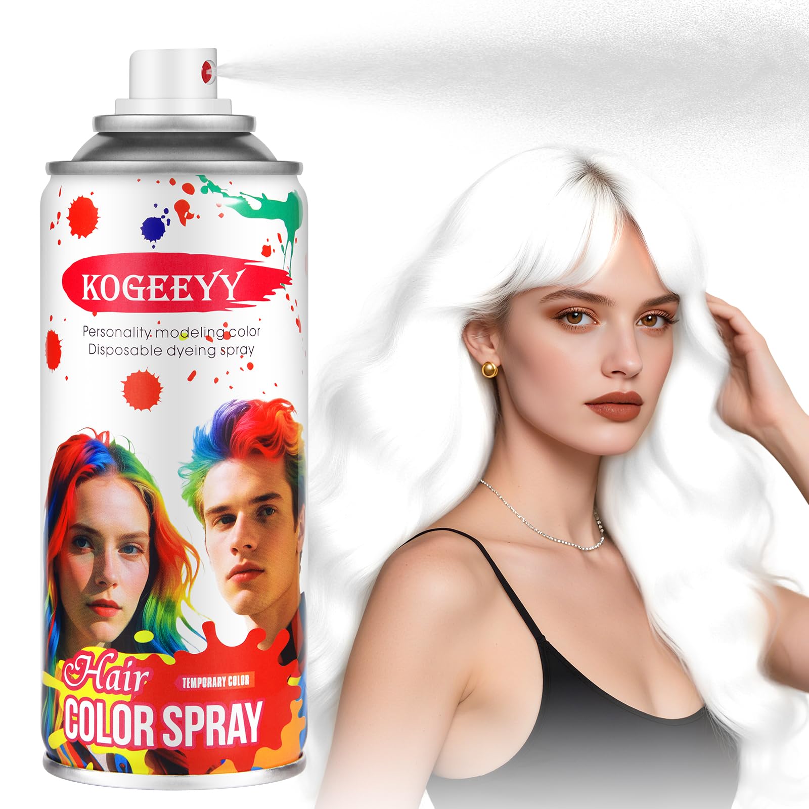 White Hair Spray Temporary Hair Color Spray for Kids Women Men(White,120ML)