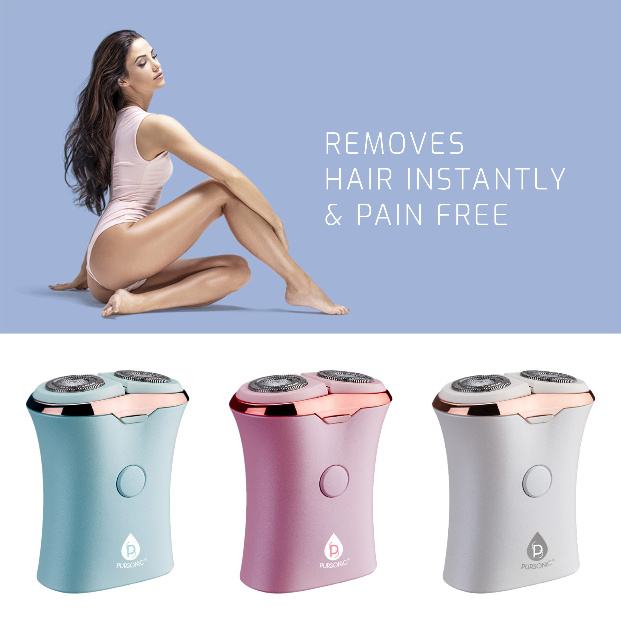 Pursonic Usb Rechargeable Ladies Shaver, Removes Hair Instantly & Pain Free, Perfect Design Is Great For Legs, Bikini, Arms And