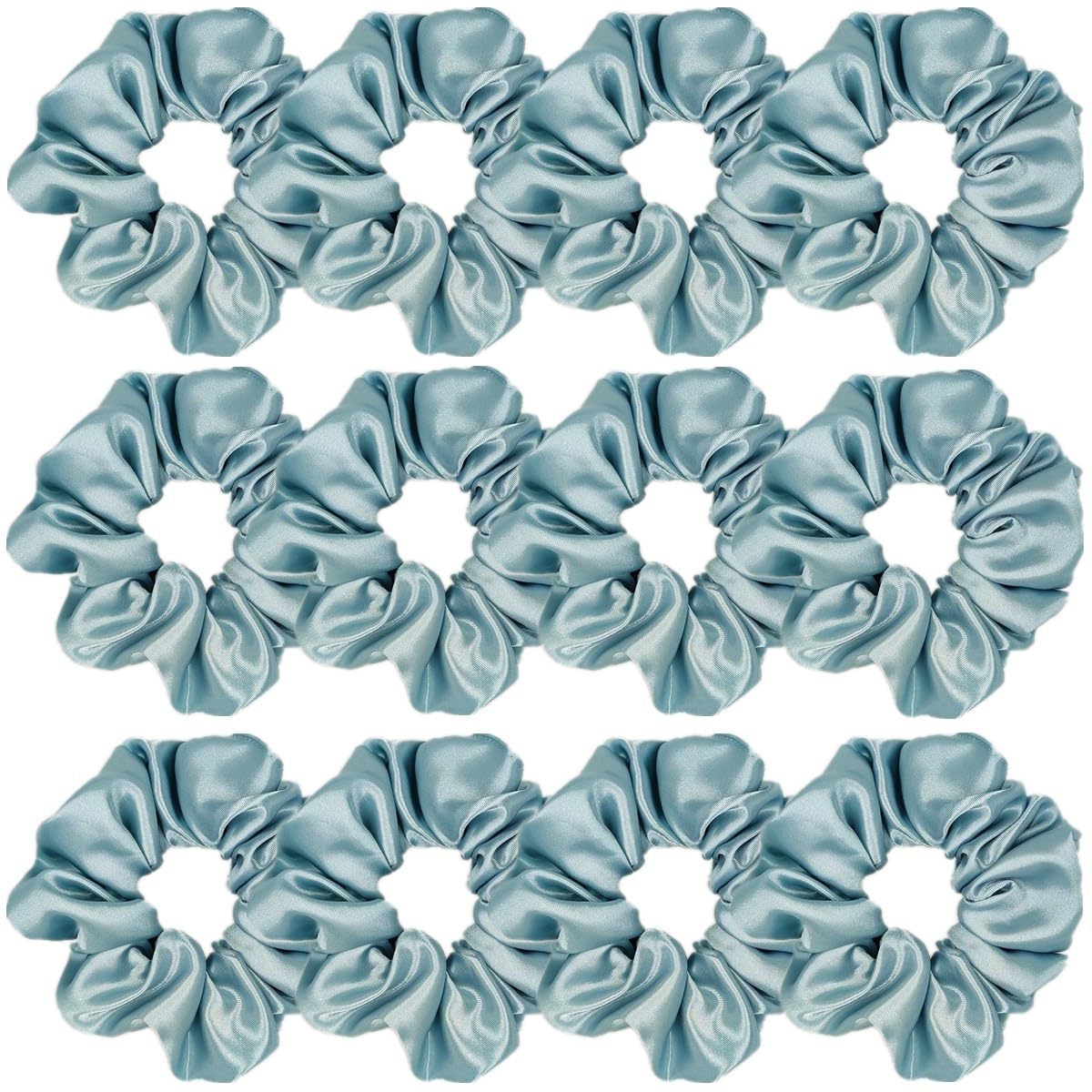12 Pcs Satin Silk Scrunchies, Soft Hair Ties, Fashion Hair Bands, Bows, Ropes, Elastic Bracelets & Ponytail Holders For Women An