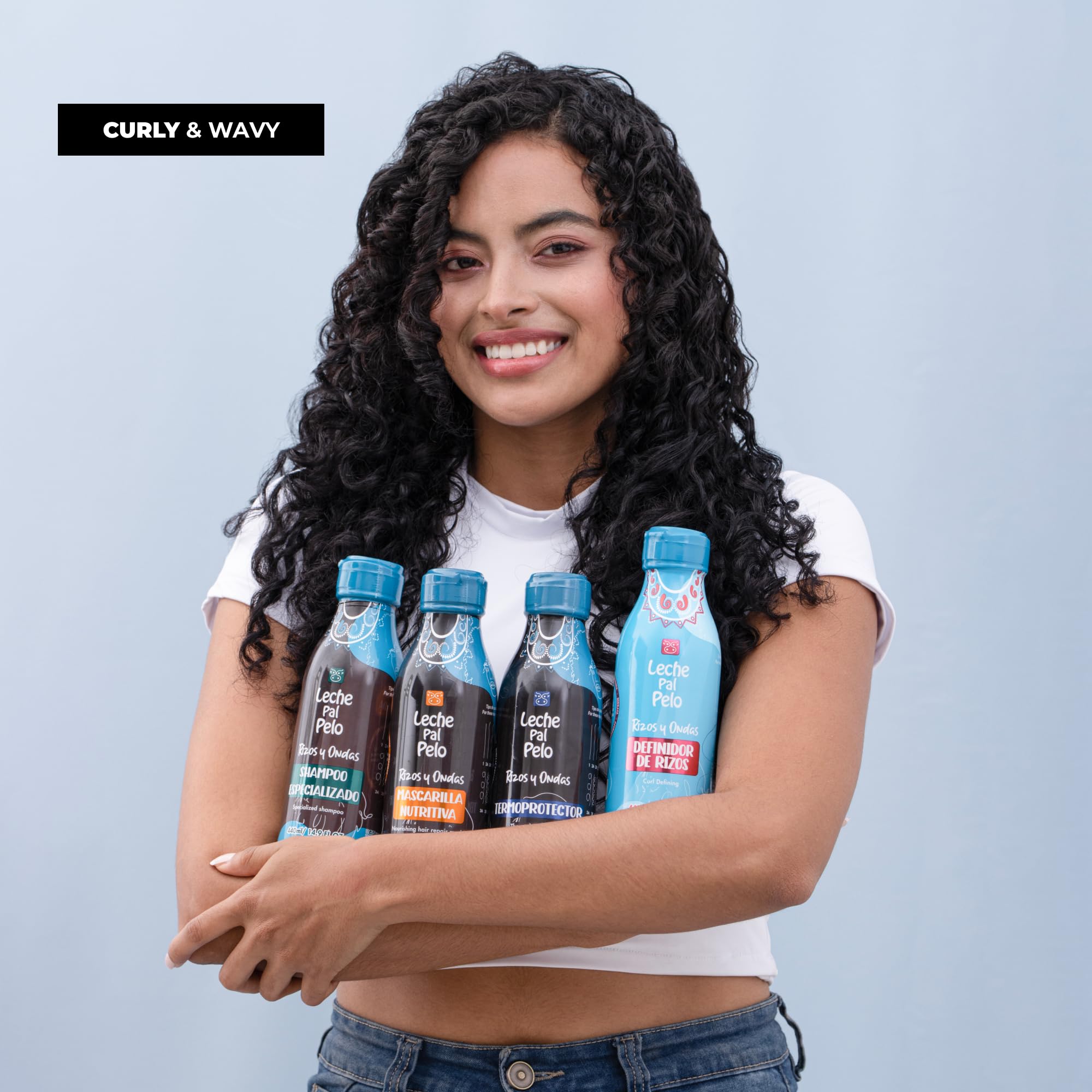 Leche Pal Pelo Thermal Hair Protector for Curly & Wavy with Aloe Vera, Coconut Milk, Provitamin B - Leave-in Treatment - Hydrati