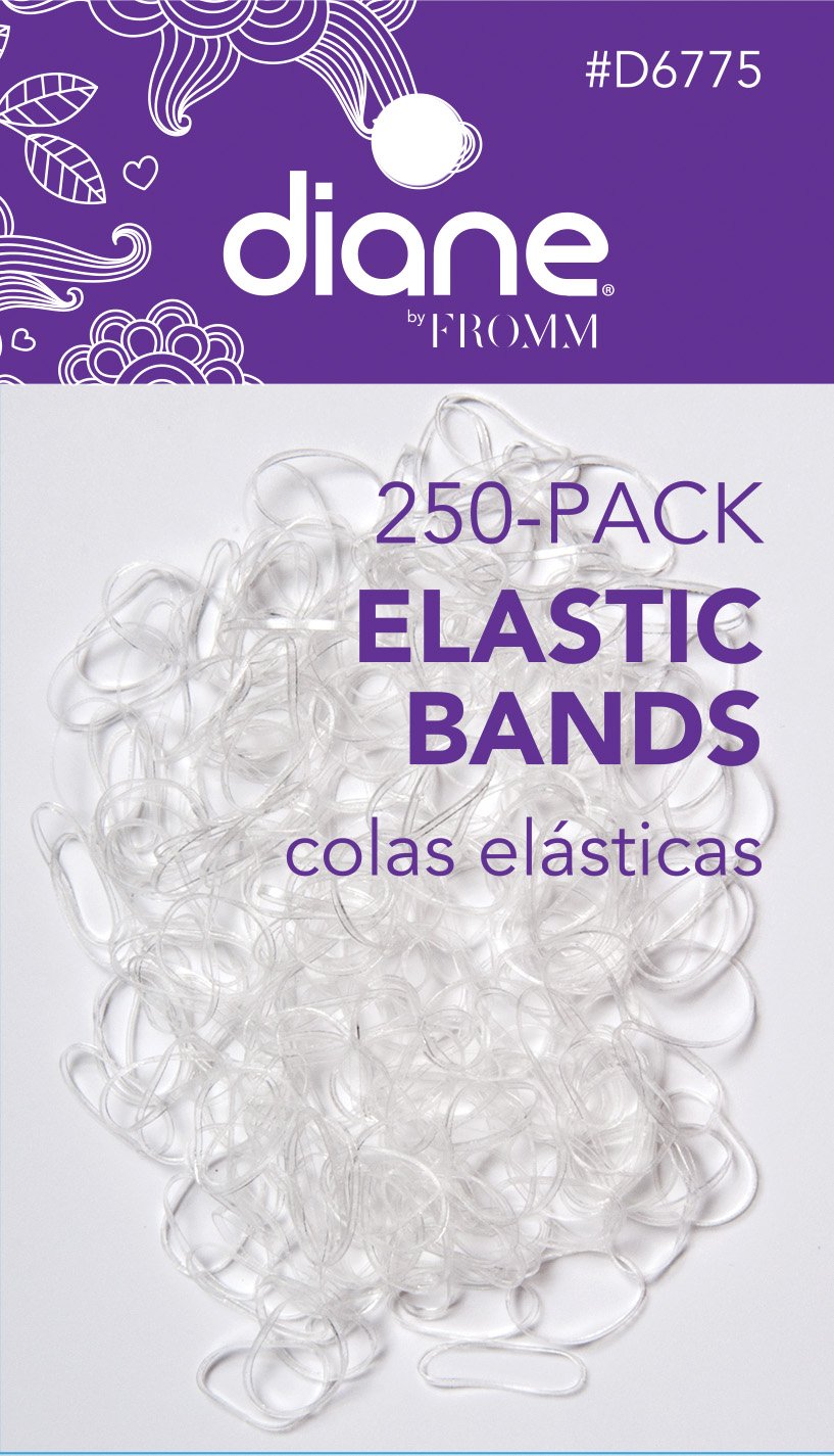 Diane D6775 Clear Elastic Bands for Hair Styling, Braids  250 Count (Pack of 1)