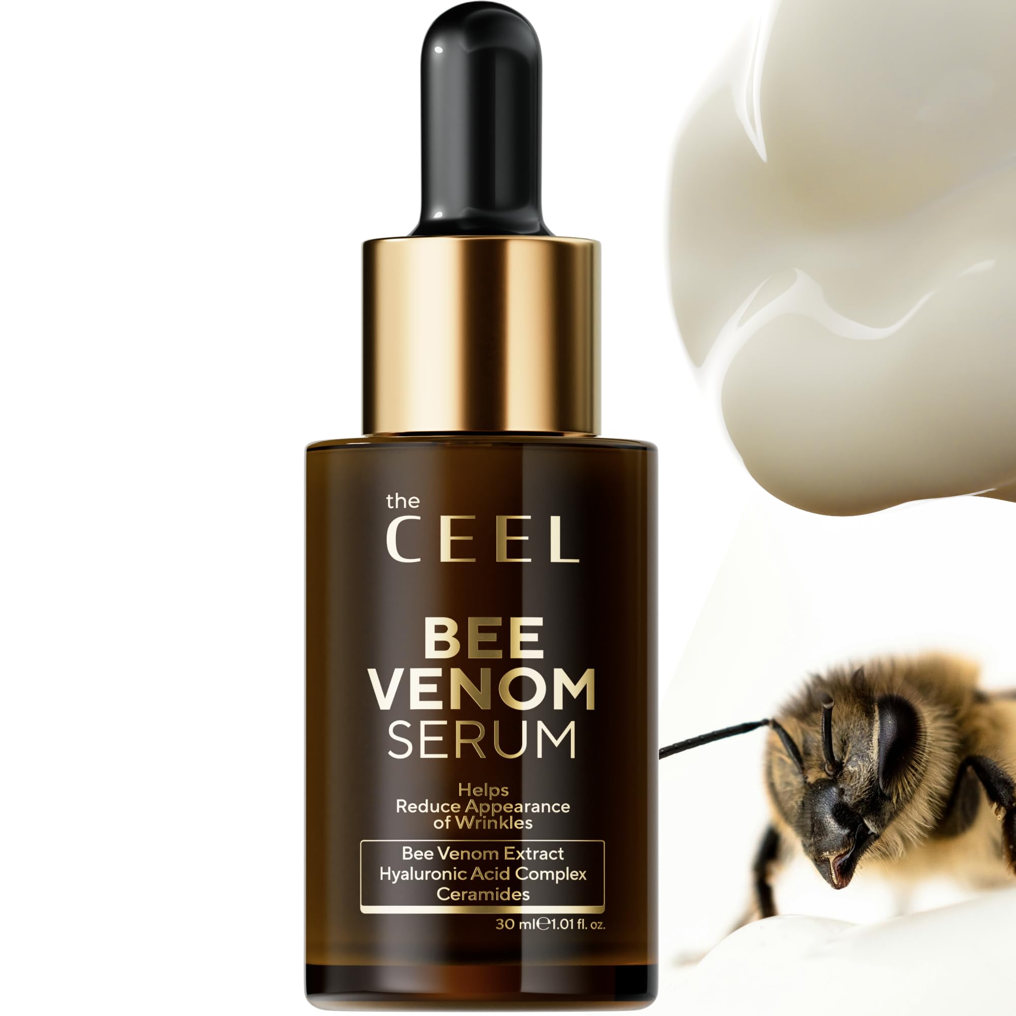 The Ceel Bee Venom Serum for Face  Hydrating Facial Serum with Hyaluronic Acid & Ceramides  Lightweight Daily Skincare for Smo