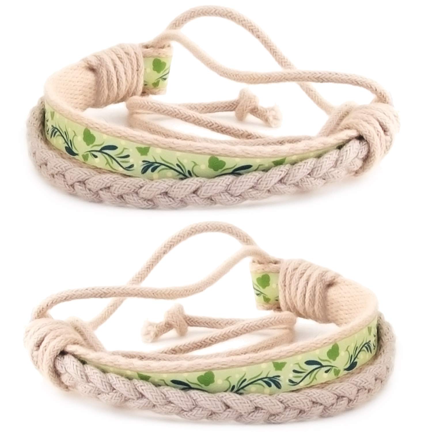 Pettsie Matching Friendship Bracelets, 2 Pack Set, Easy Adjustable, 100% Cotton, Cotton, No Gemstone