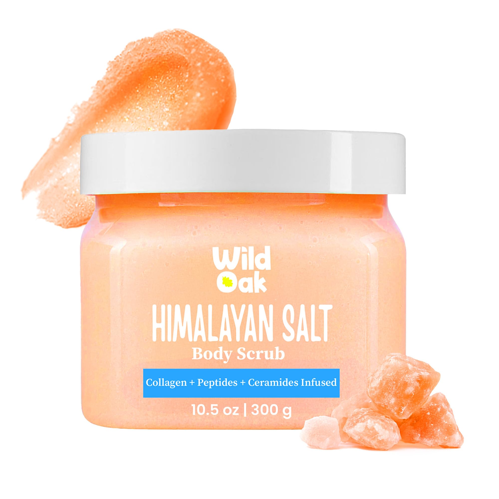 Wildoak Himalayan Salt Scrub | 300Gm | With Probiotics, Collagen, Peptides, Ceramides & Stem Cells | Tan Removal | Lightens Dark