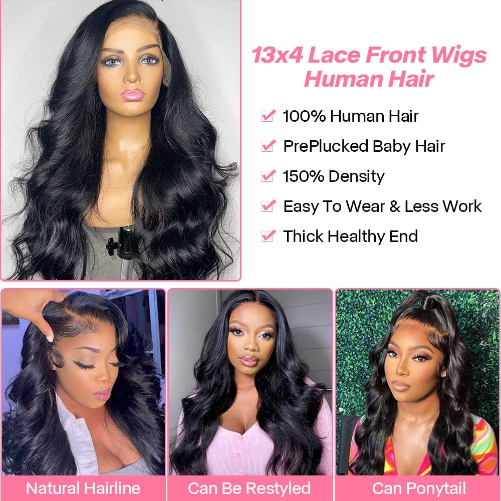 13X4 Body Wave Lace Front Wigs Human Hair For Women Hd Lace Front Wigs Human Hair Pre Plucked Bleached Knots With Baby Hair 180%
