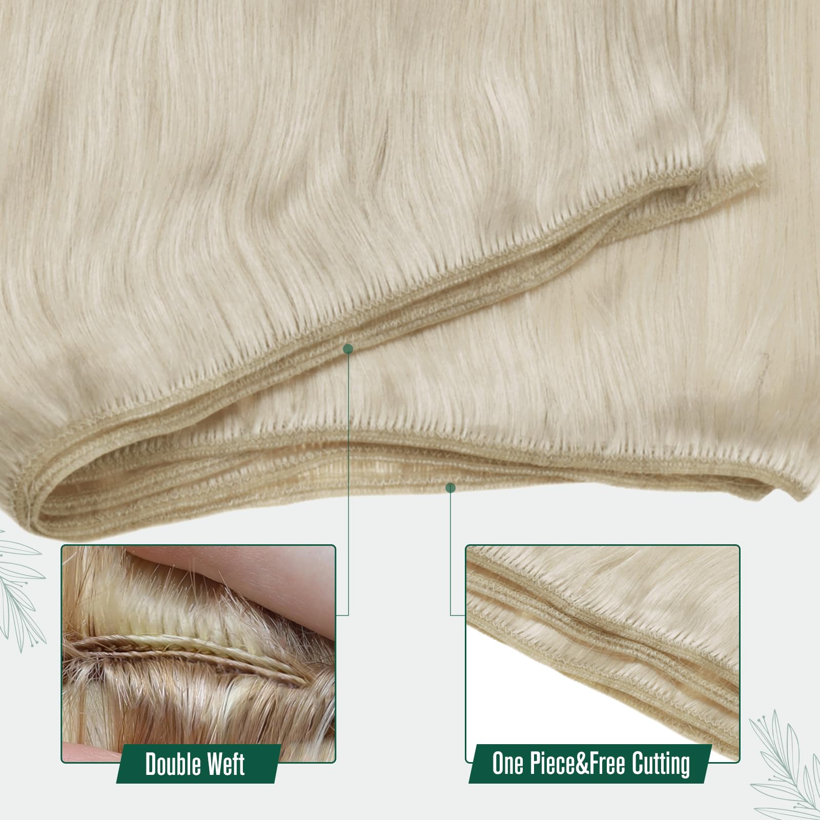 Runature Blonde Weft Hair Extensions Human Hair 22 Inch Straight Weft Human Hair Extensions Ice Blonde Hair Weft Extensions Hand