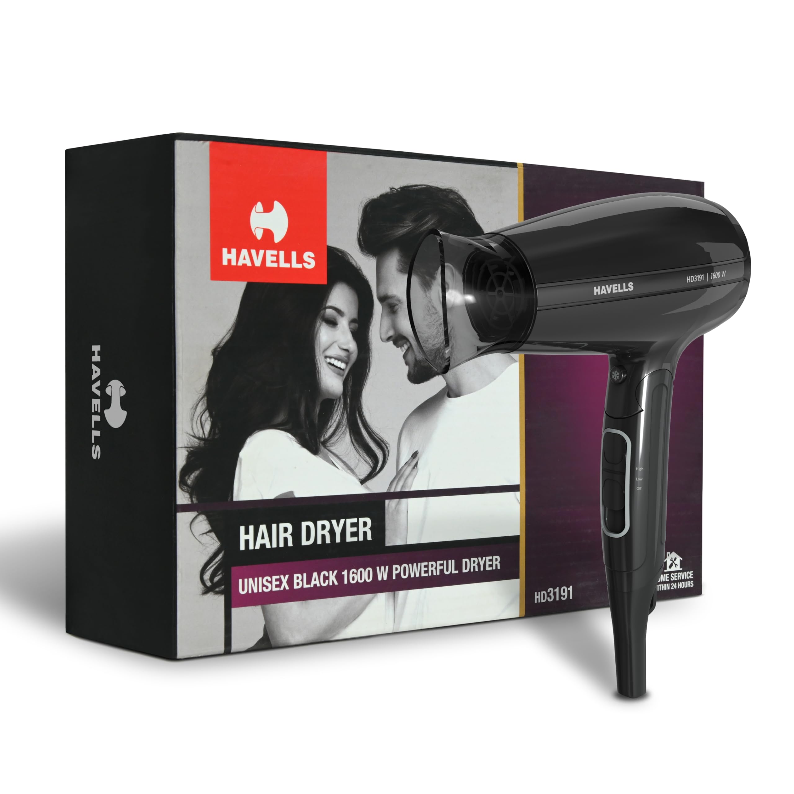 Havells 1600W Unisex Foldable Hair Dryer|2 Heat Settings With Cool Shot (Hot/Warm)|Heat Balance Technology|Midnight Black|Your P